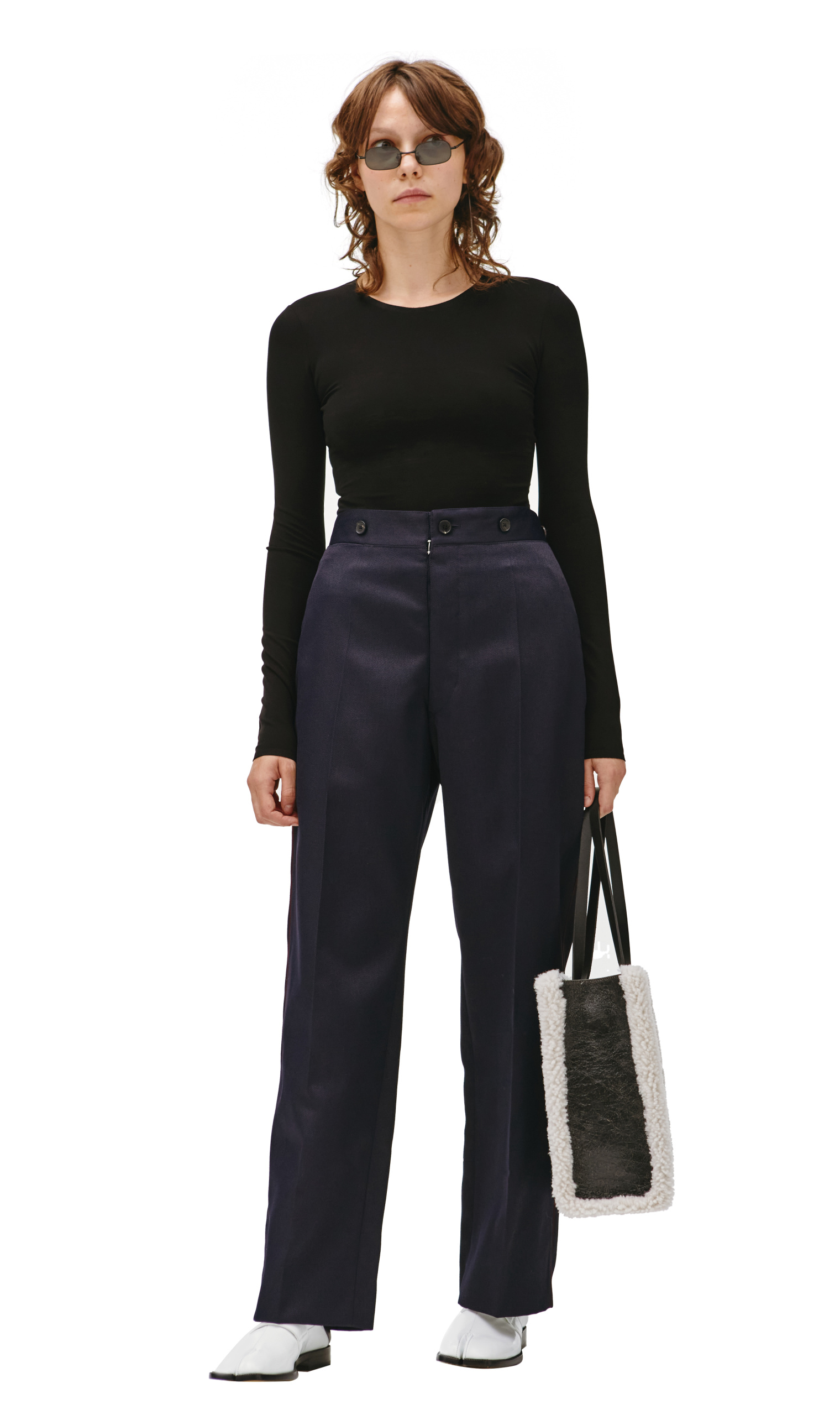 Maison Margiela Navy Blue Straight Leg Trousers