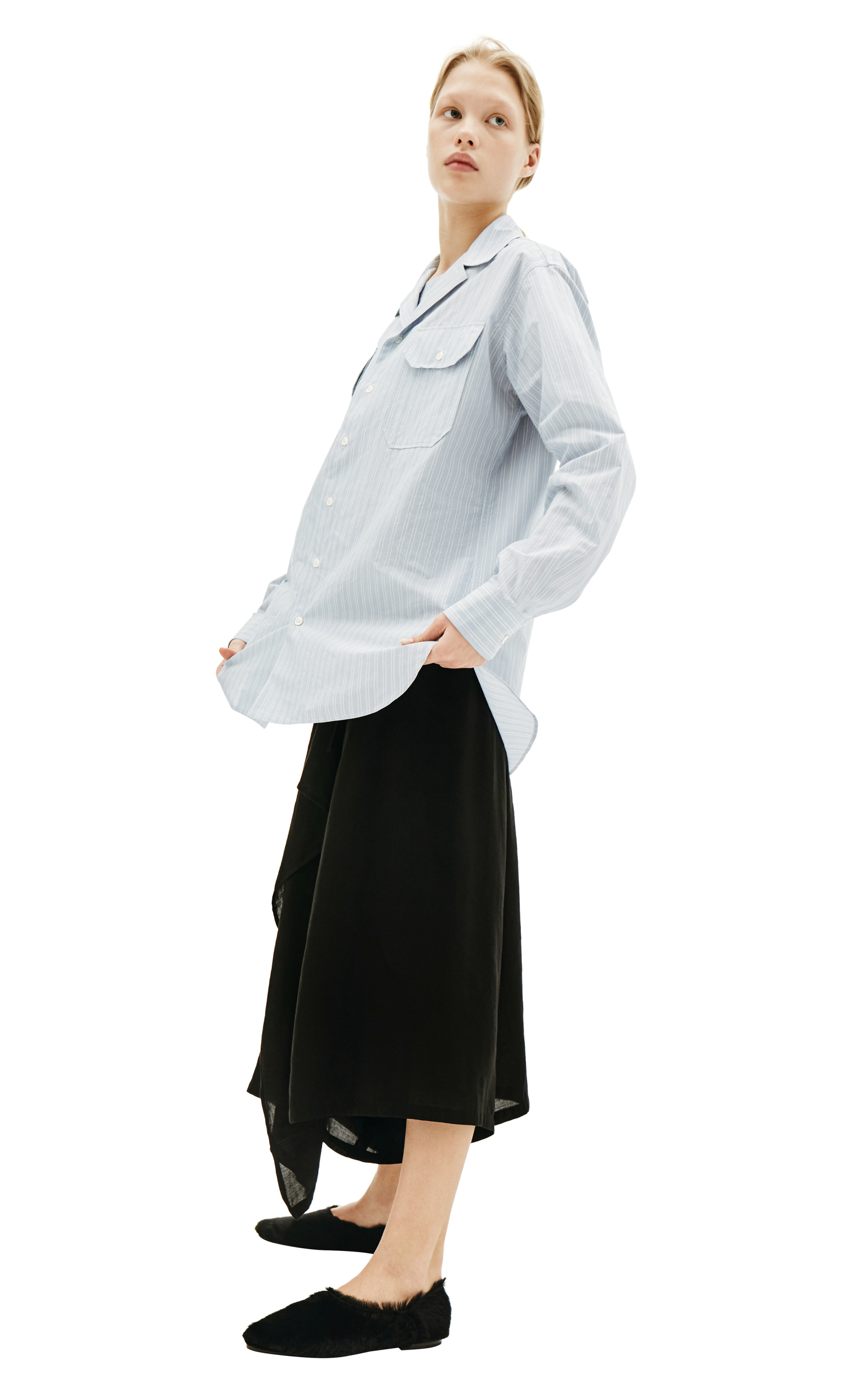 Maison Margiela Blue Stripped Shirt With Pockets