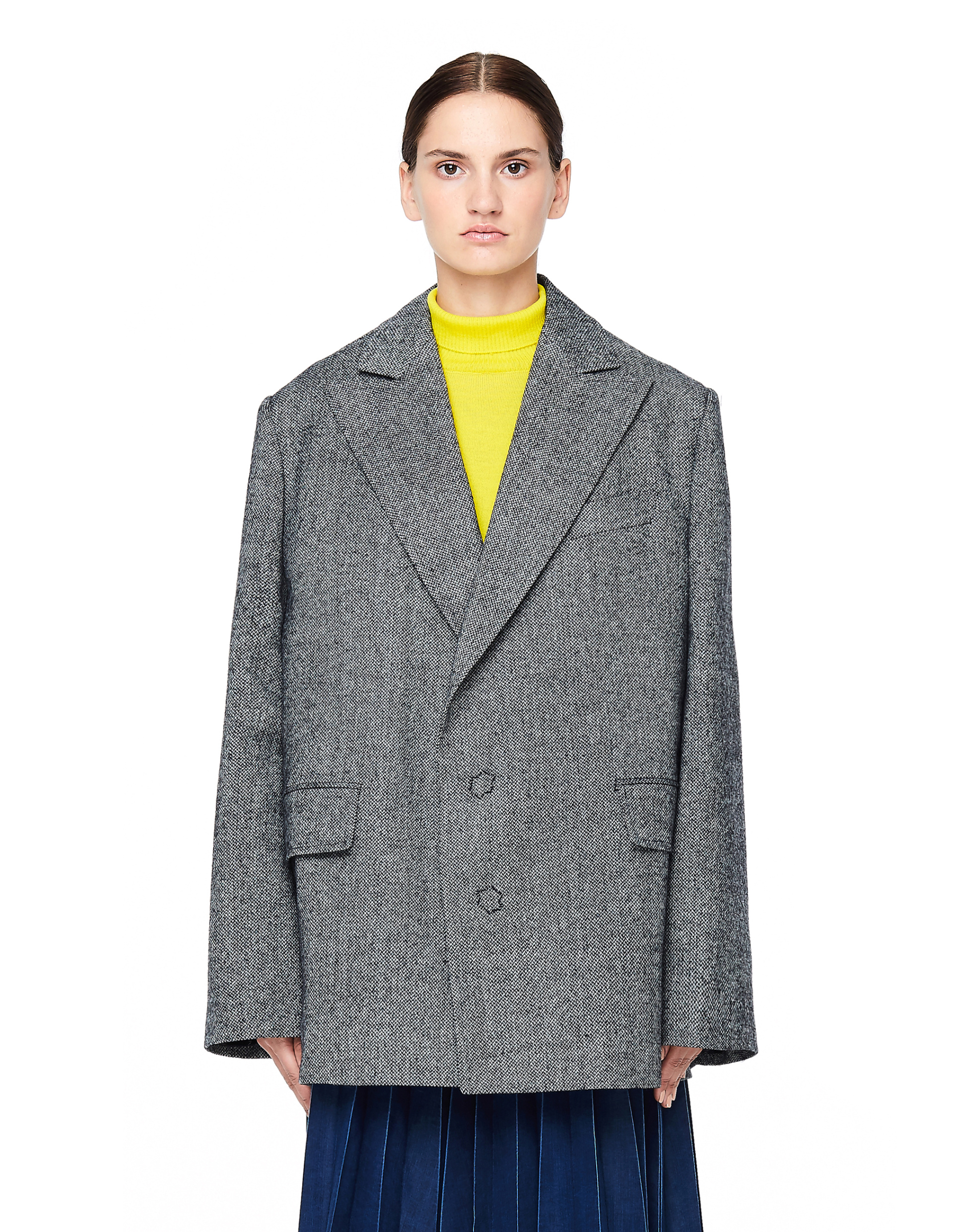 Junya Watanabe Grey Oversized Tweed Jacket
