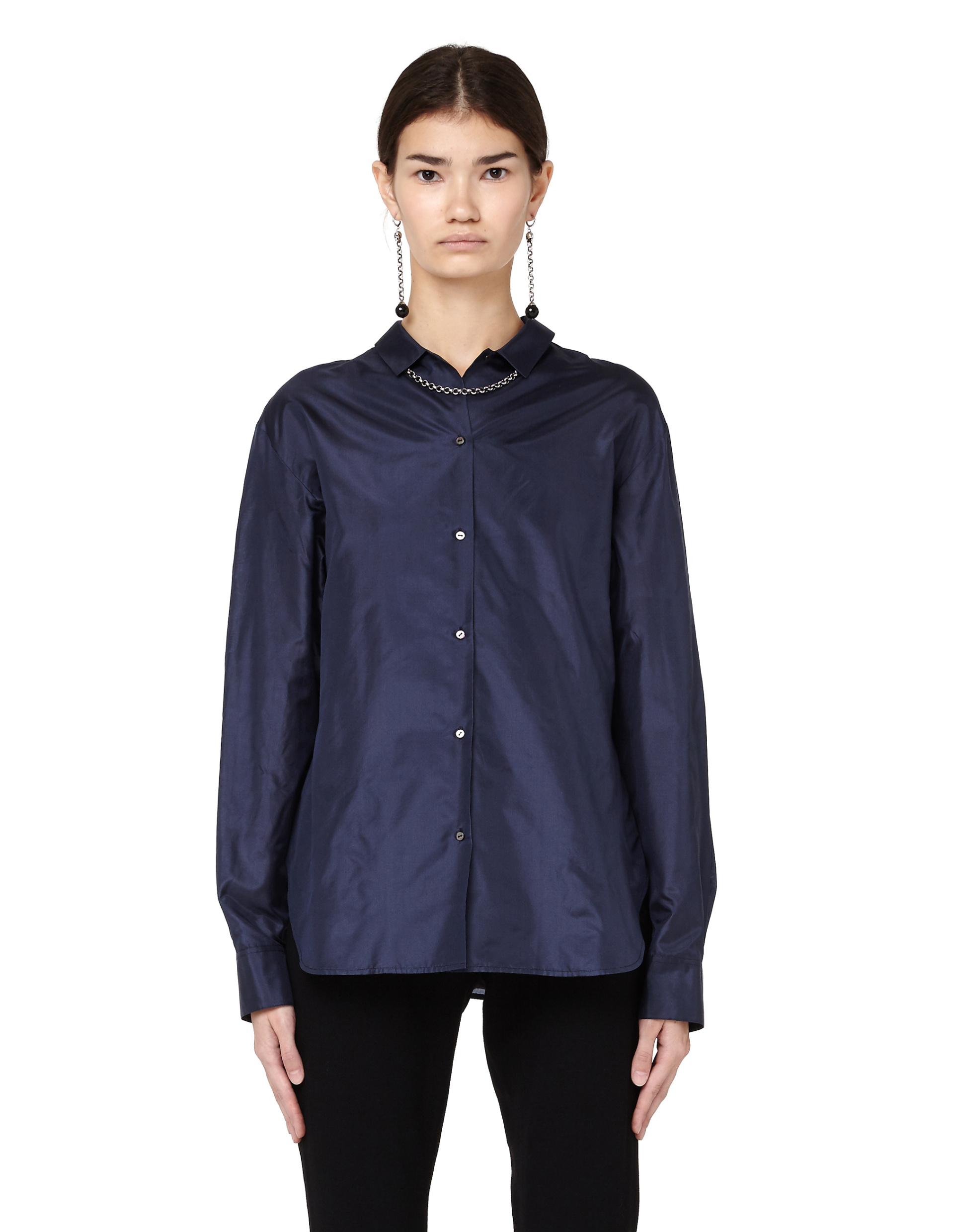 The Row Blue Silk Shirt