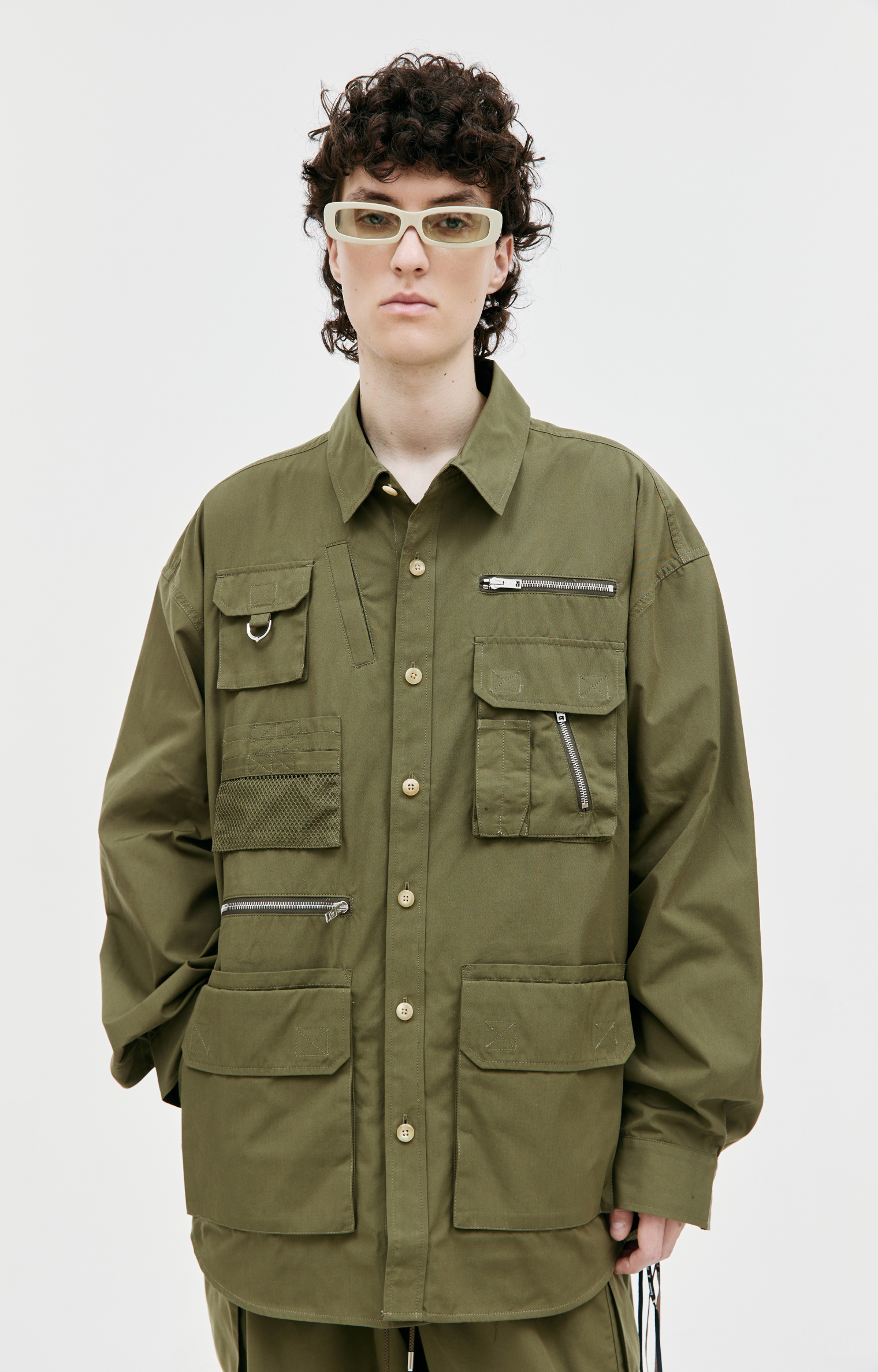 Mastermind WORLD Khaki multi pockets shirt