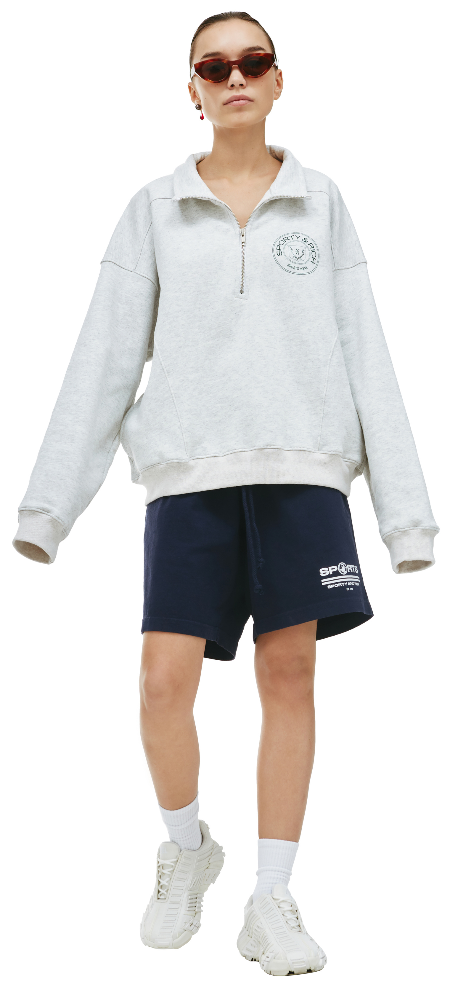 SPORTY & RICH Connecticut Crest Zipped Sweatshirt