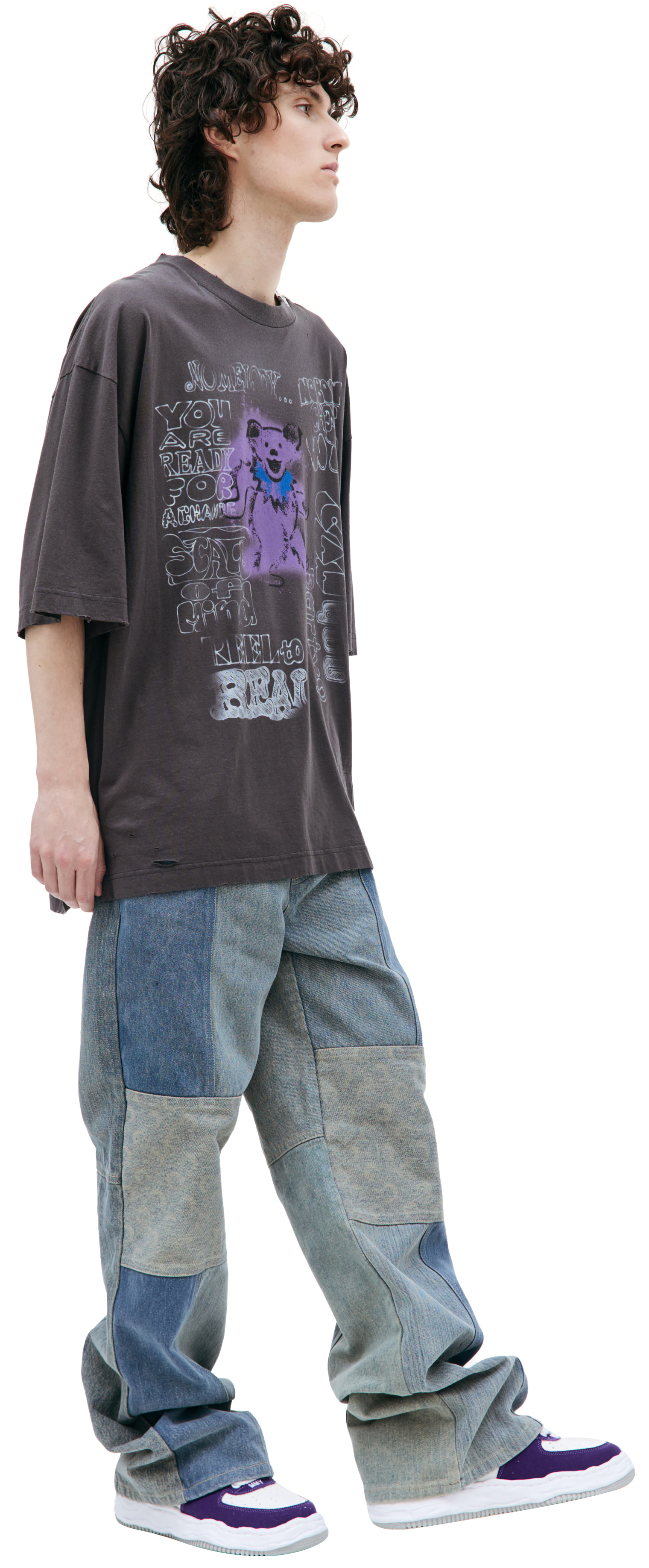 Buy Maison Mihara Yasuhiro men grey bear printed t-shirt for $385 