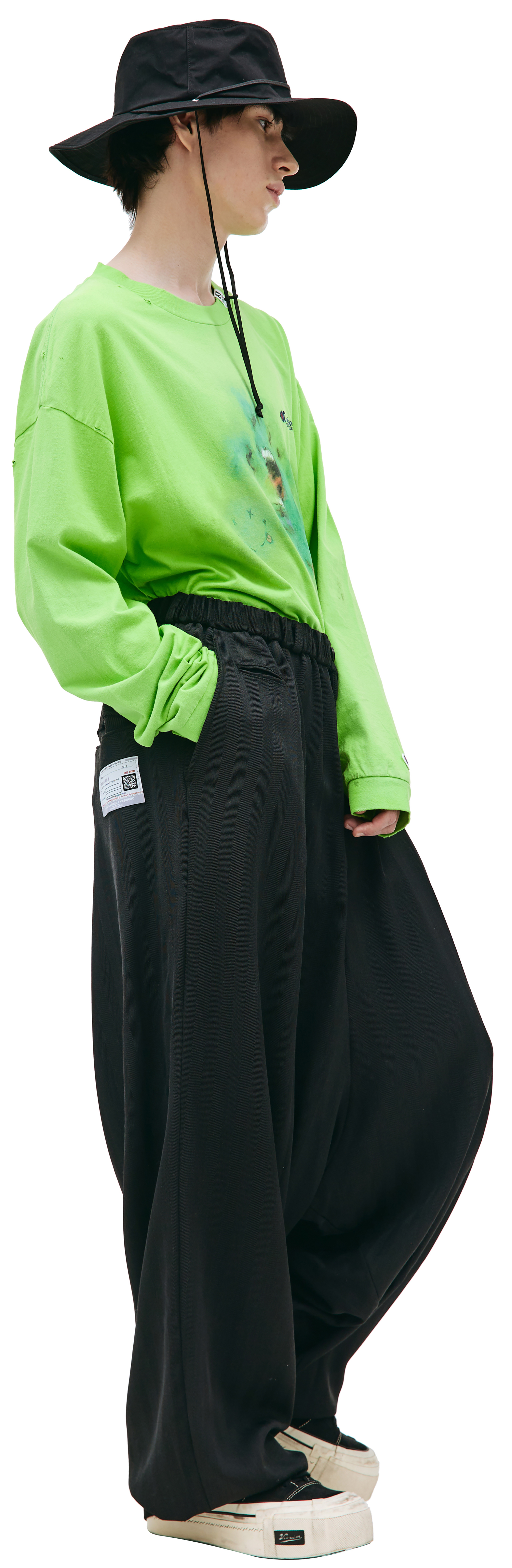Maison Mihara Yasuhiro Wrapped-waist herringbone trousers