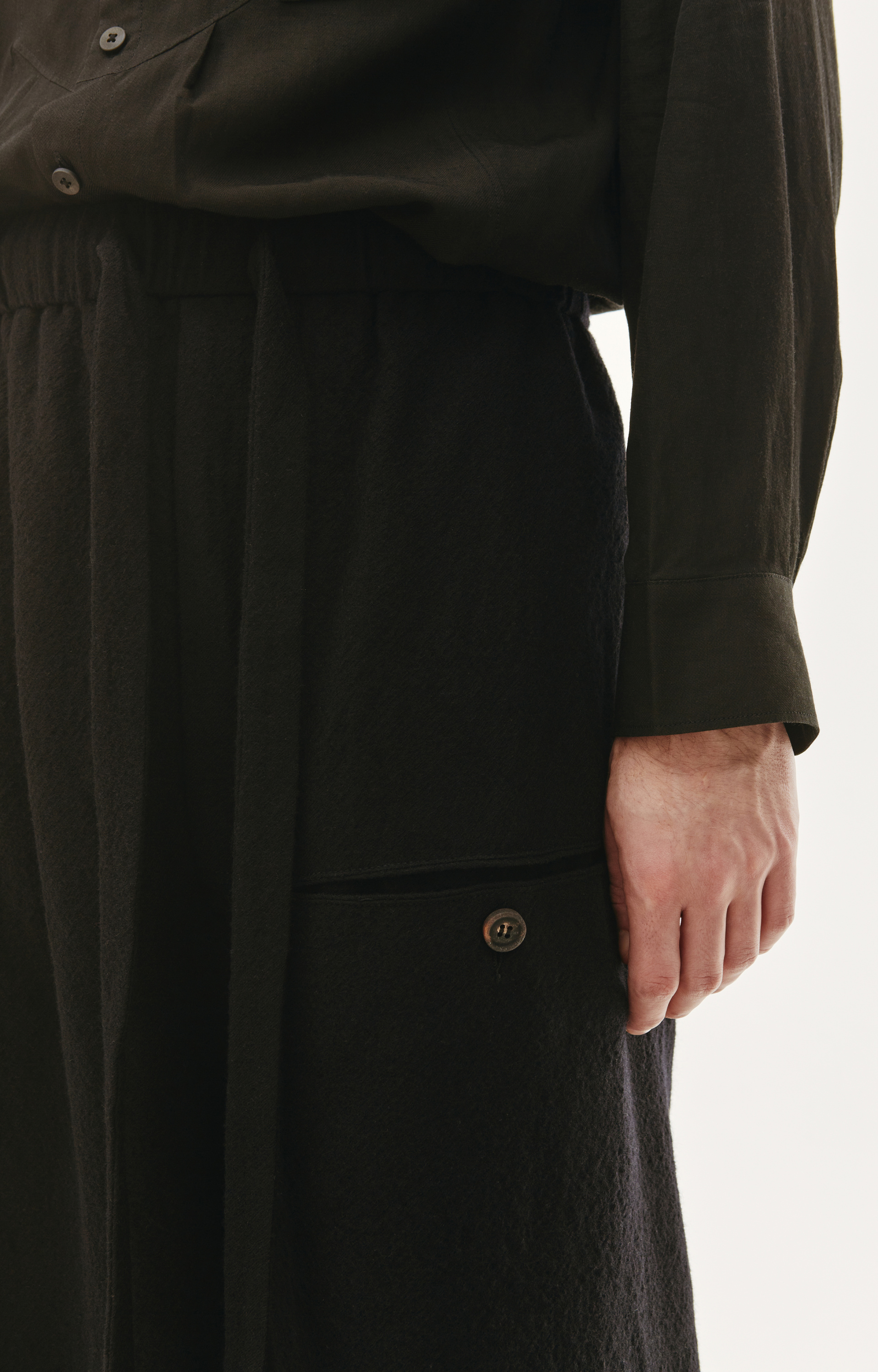 Ziggy Chen Wool waist drawstring trousers