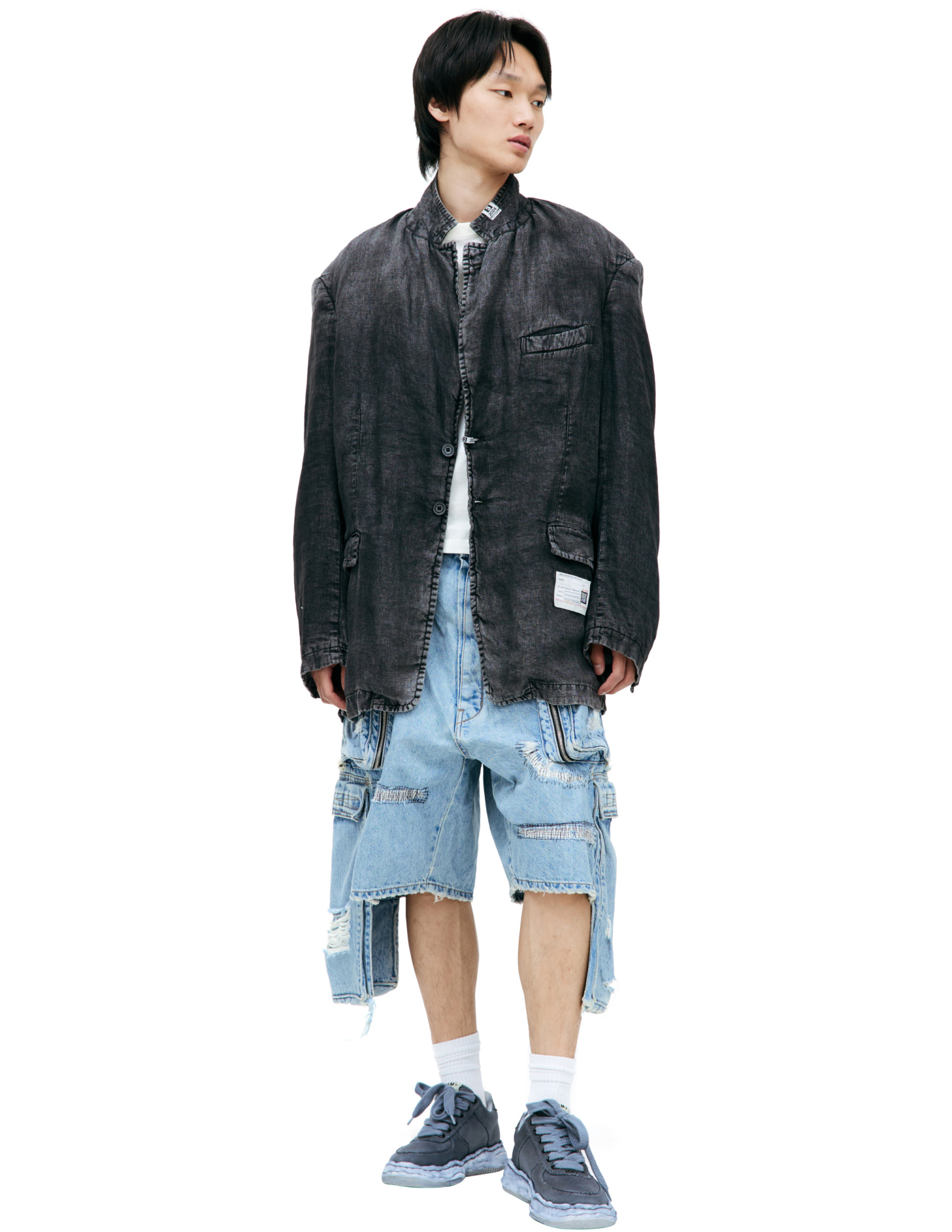 Maison Mihara Yasuhiro Faded effect linen blazer