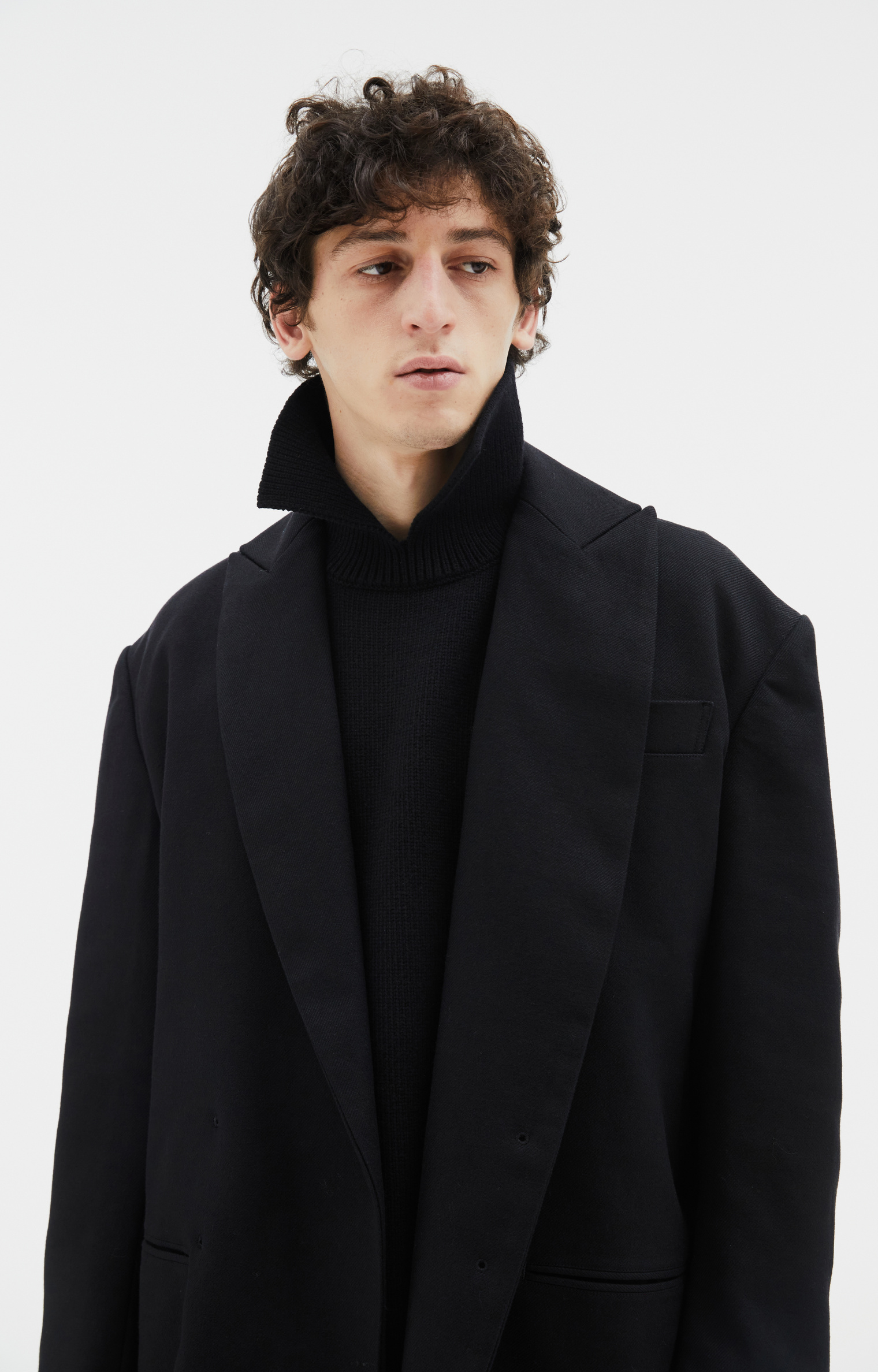 Yohji Yamamoto Wool & Cotton Buttonless Blazer