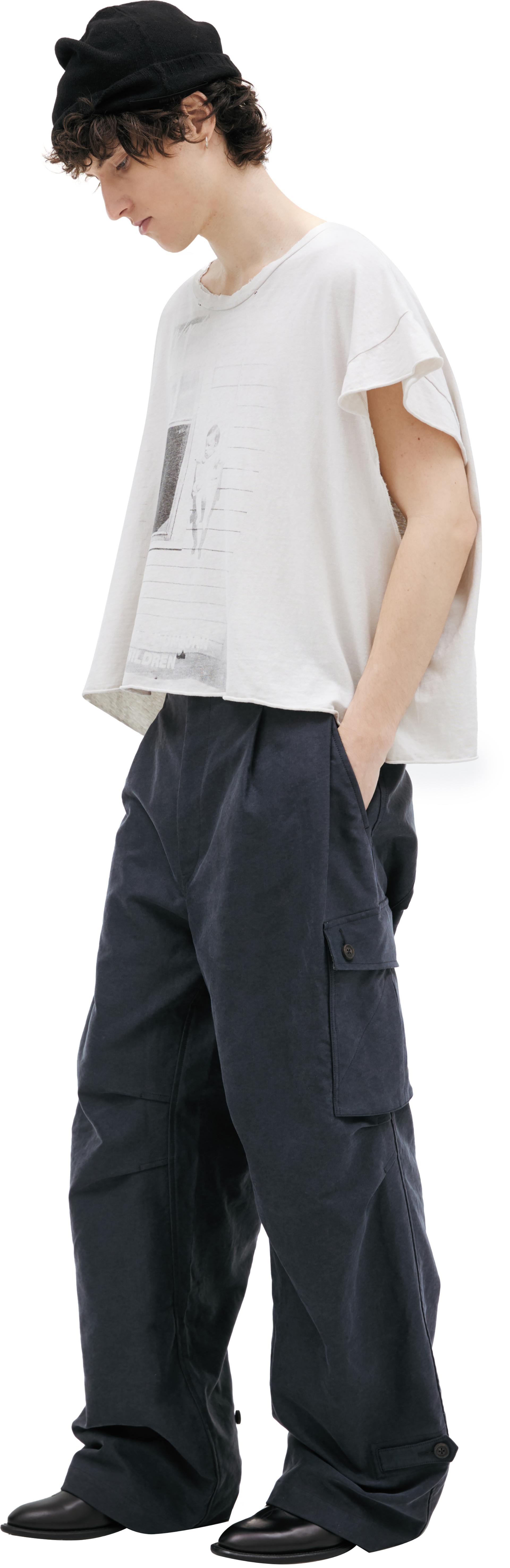 Ziggy Chen Loose fitting cargo trousers dark blue