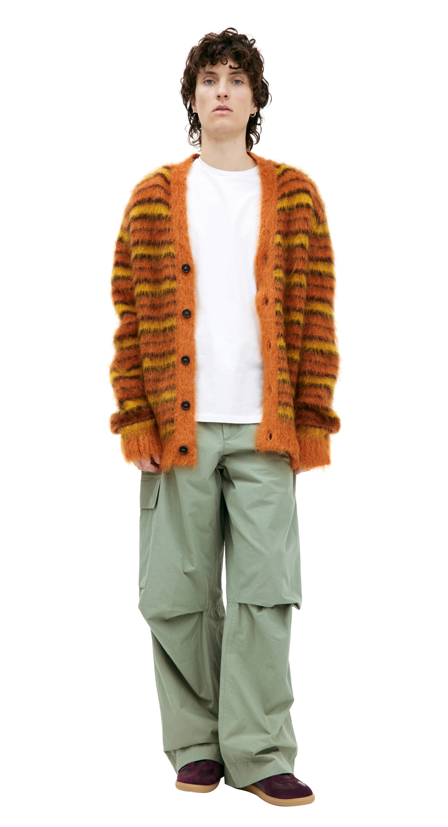 Marni Orange striped cardigan