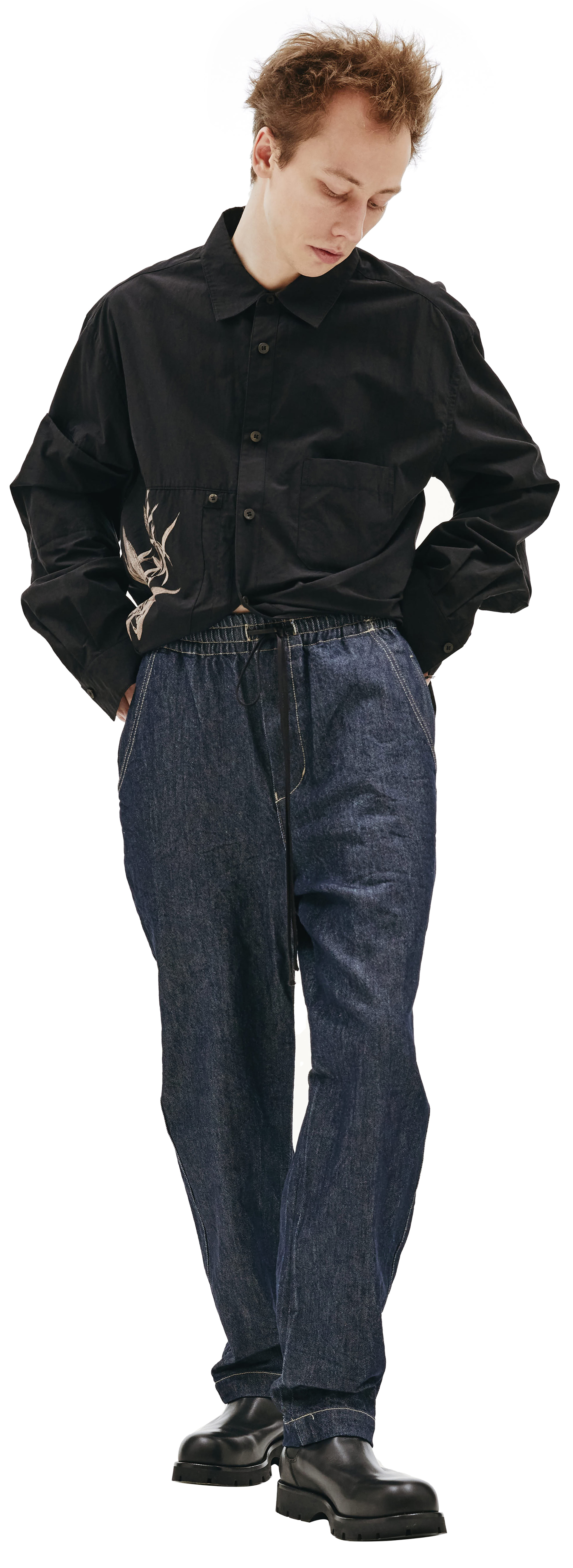 The Viridi-Anne Blue 12Oz Denim Drawstring Jeans