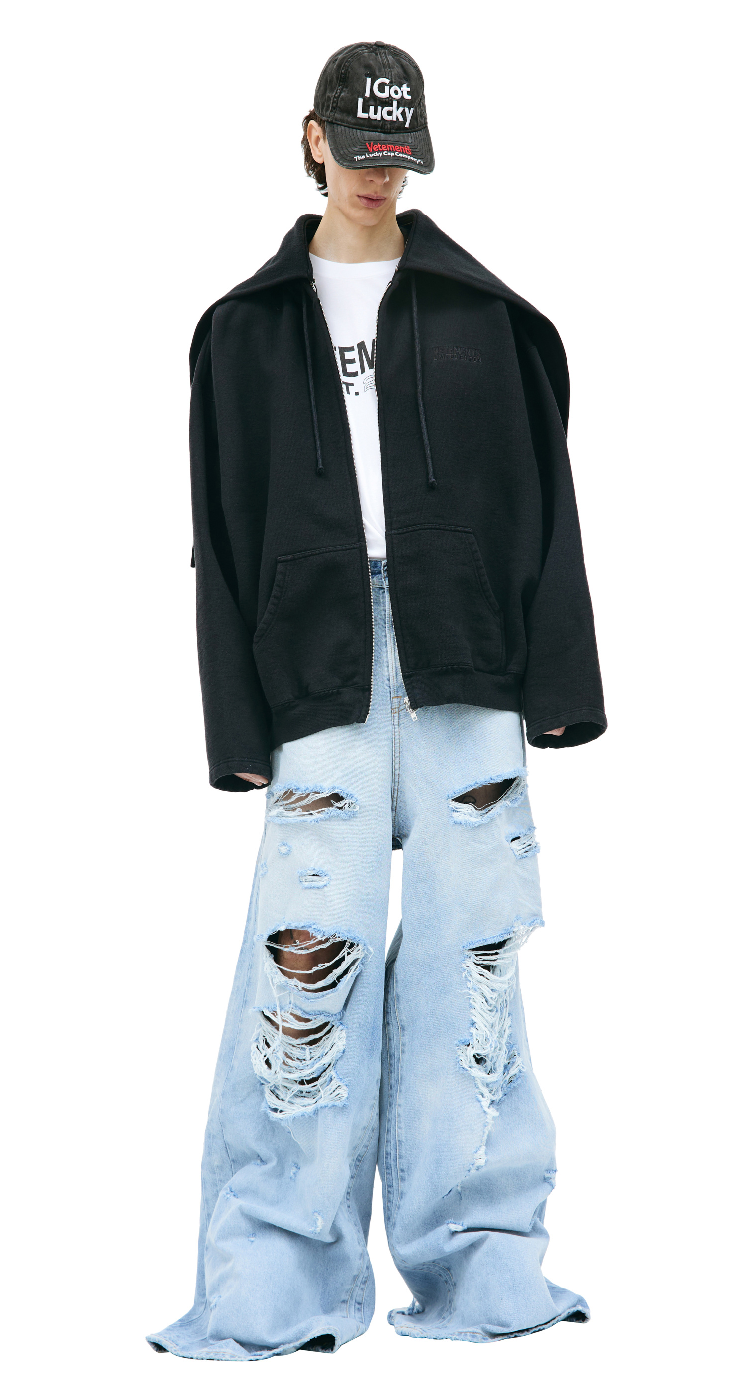 VETEMENTS Black zip up hoodie