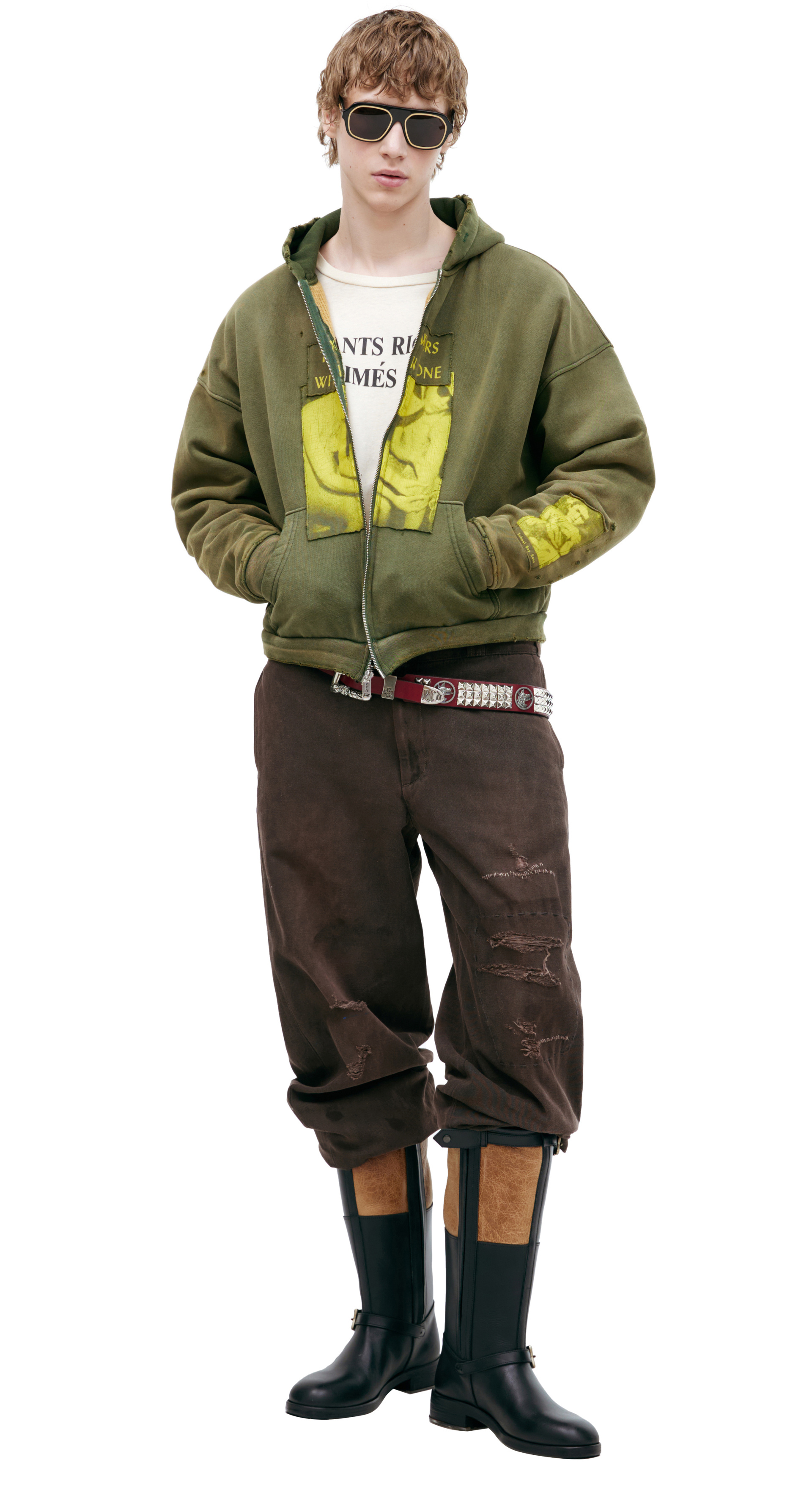 Enfants Riches Déprimés Khaki zippered hoodie