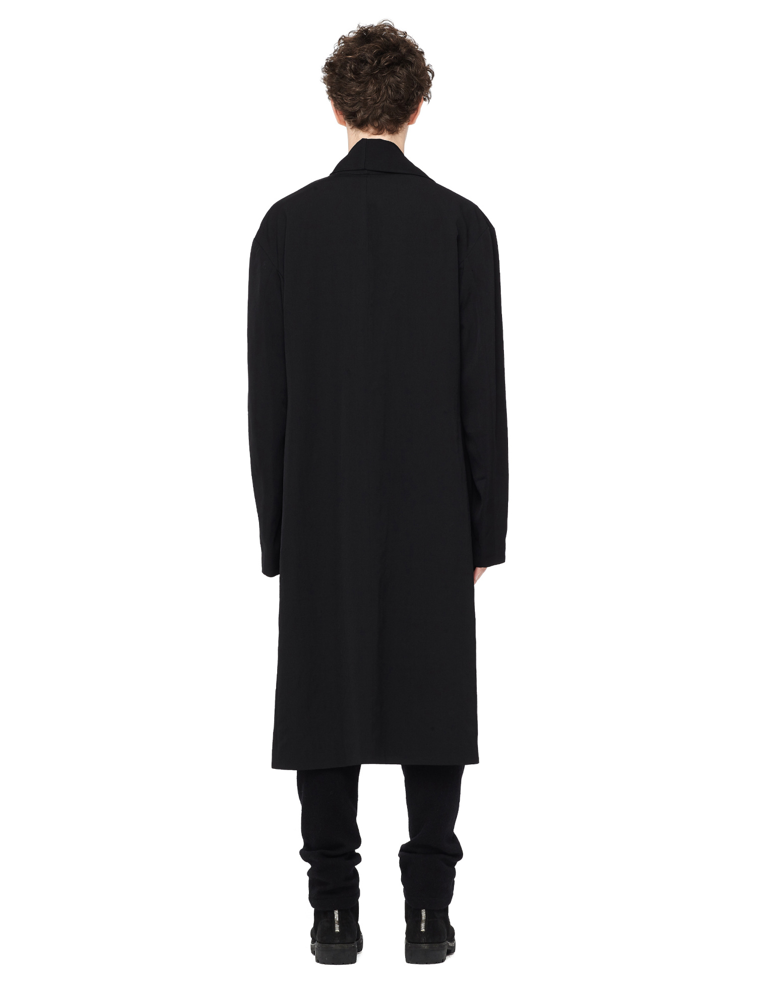 Yohji Yamamoto Пальто  с шарфом из принтованной шерсти