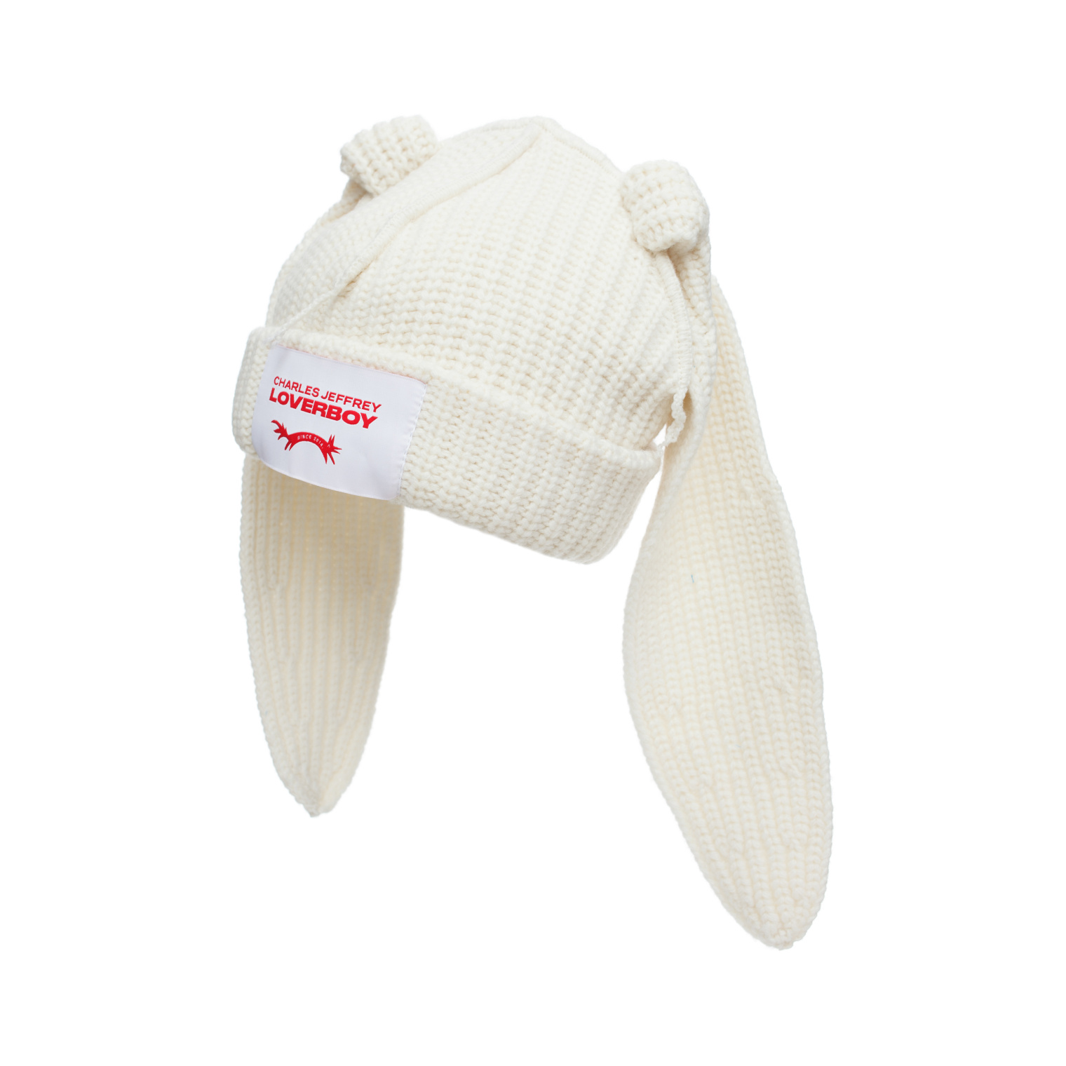 CHARLES JEFFREY LOVERBOY Beige chunky rabbit beanie