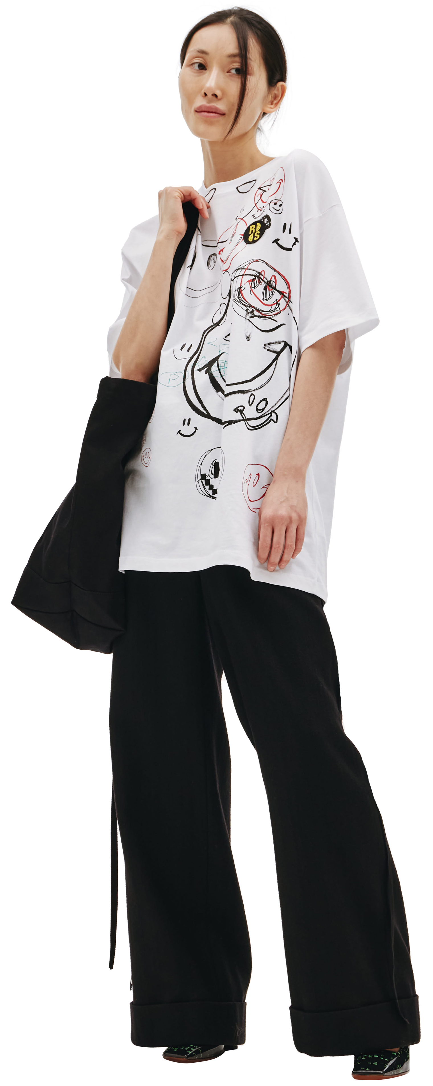 Raf Simons Raf Simons x Smiley Oversized Drawing Print T-Shirt