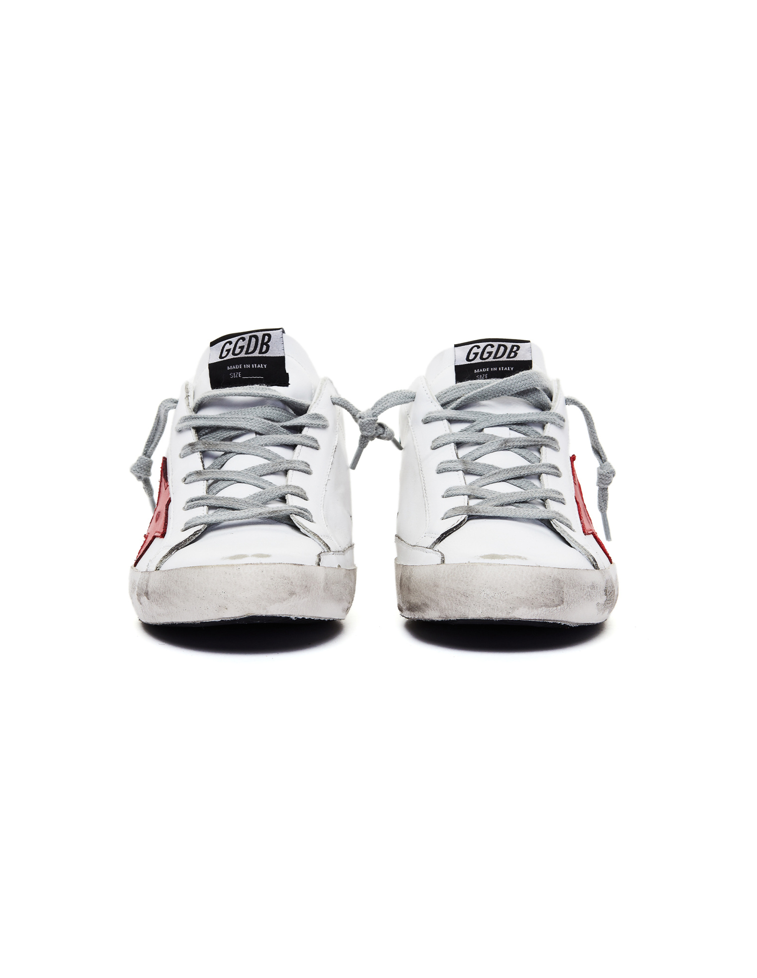 Golden Goose White Superstar Sneakers With Red Star