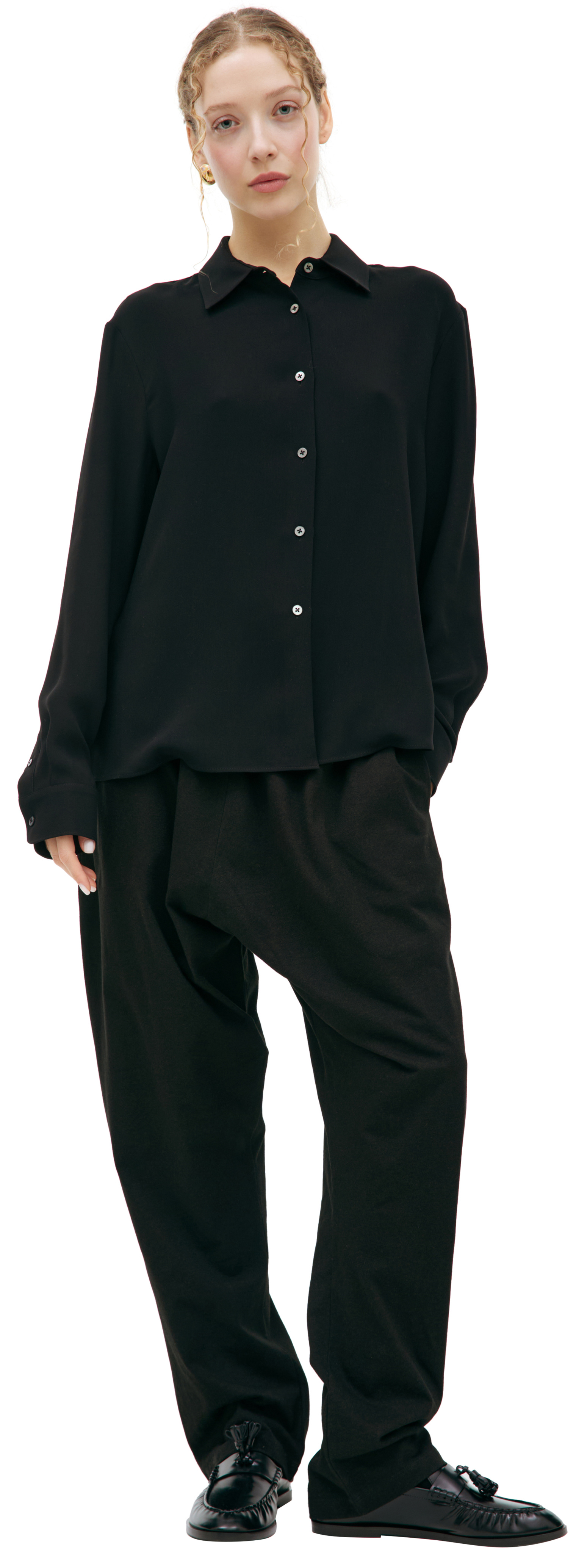 The Row Black silk shirt