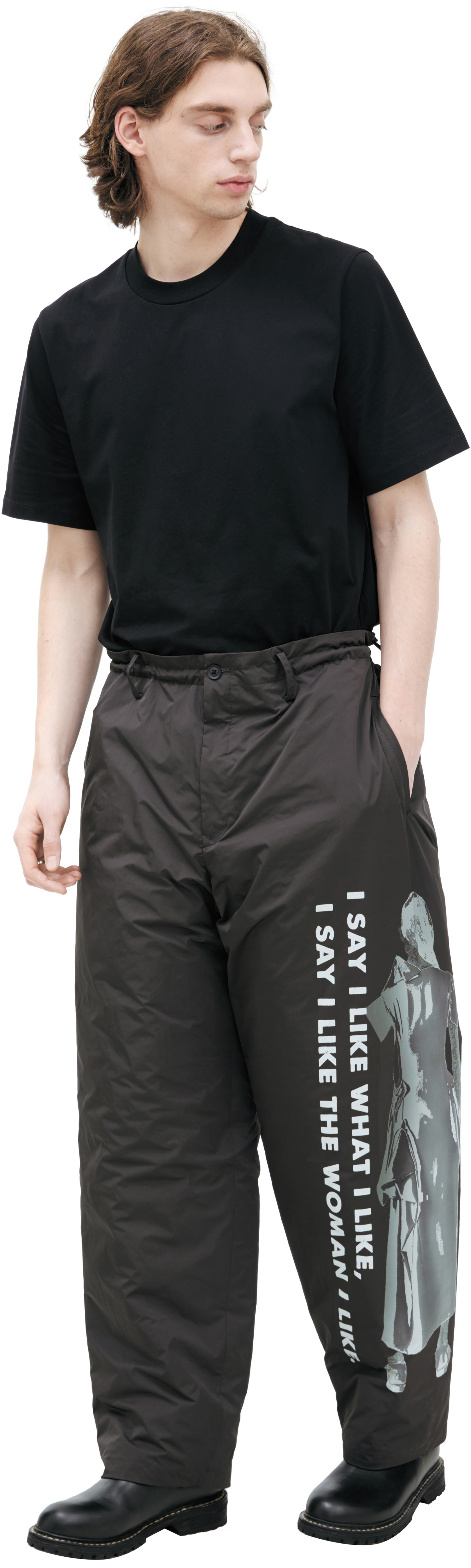Yohji Yamamoto Black trousers with a print
