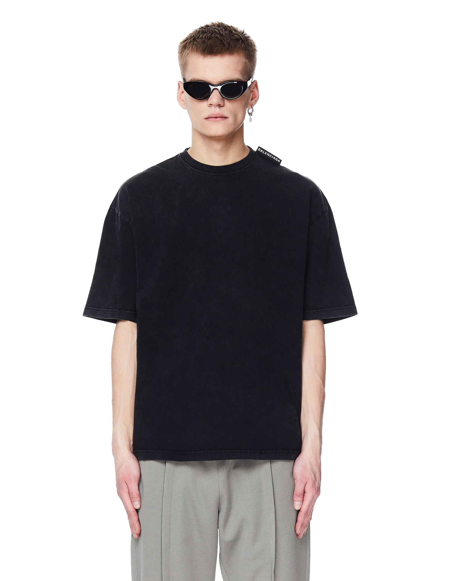 Balenciaga Washed Black Tab T-Shirt