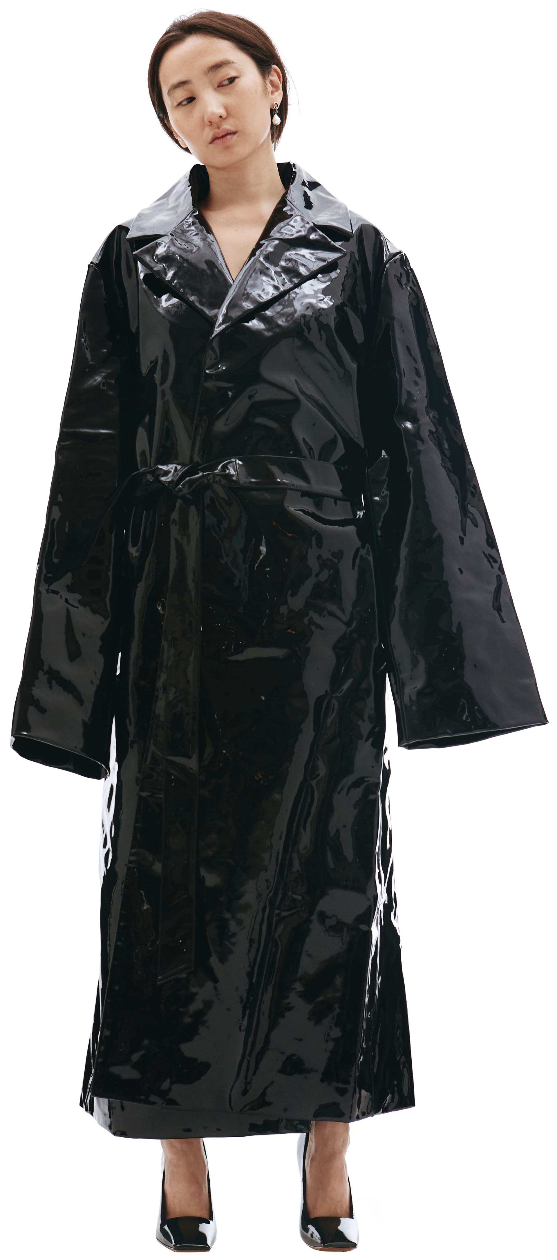 VETEMENTS Black Patent Leather Coat