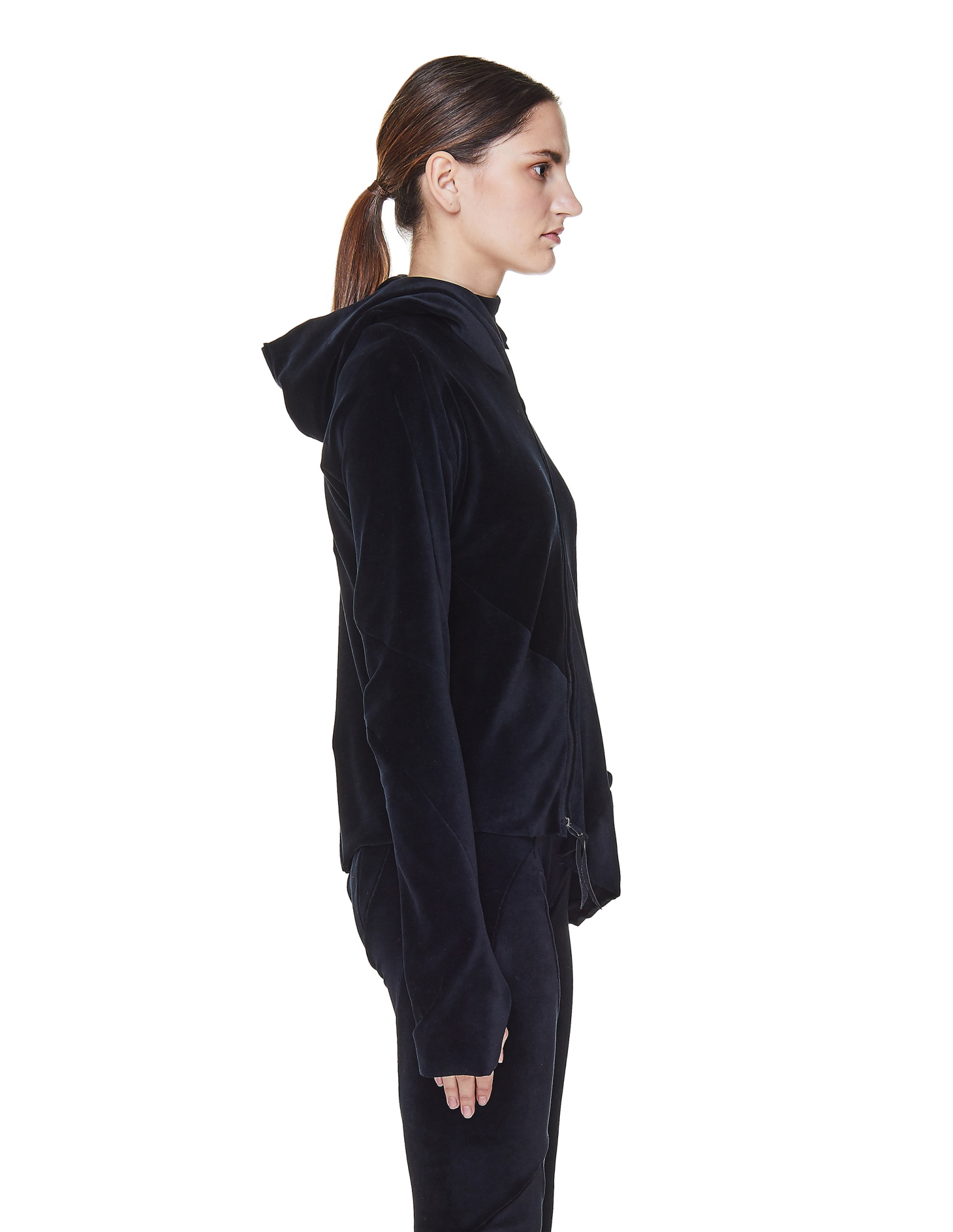 Leon Emanuel Blanck Black Velvet Zip-Up Hoodie