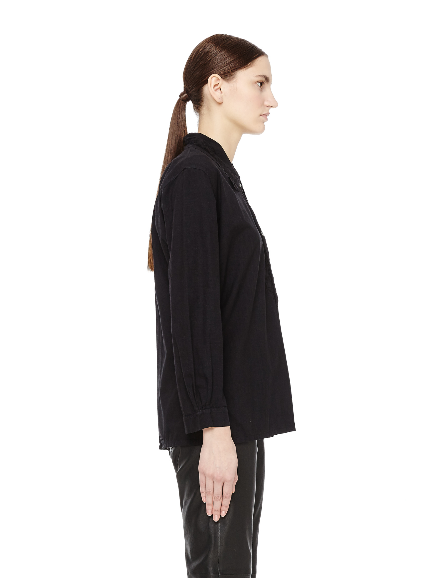 Blackyoto Lace Trimmed Cotton Shirt