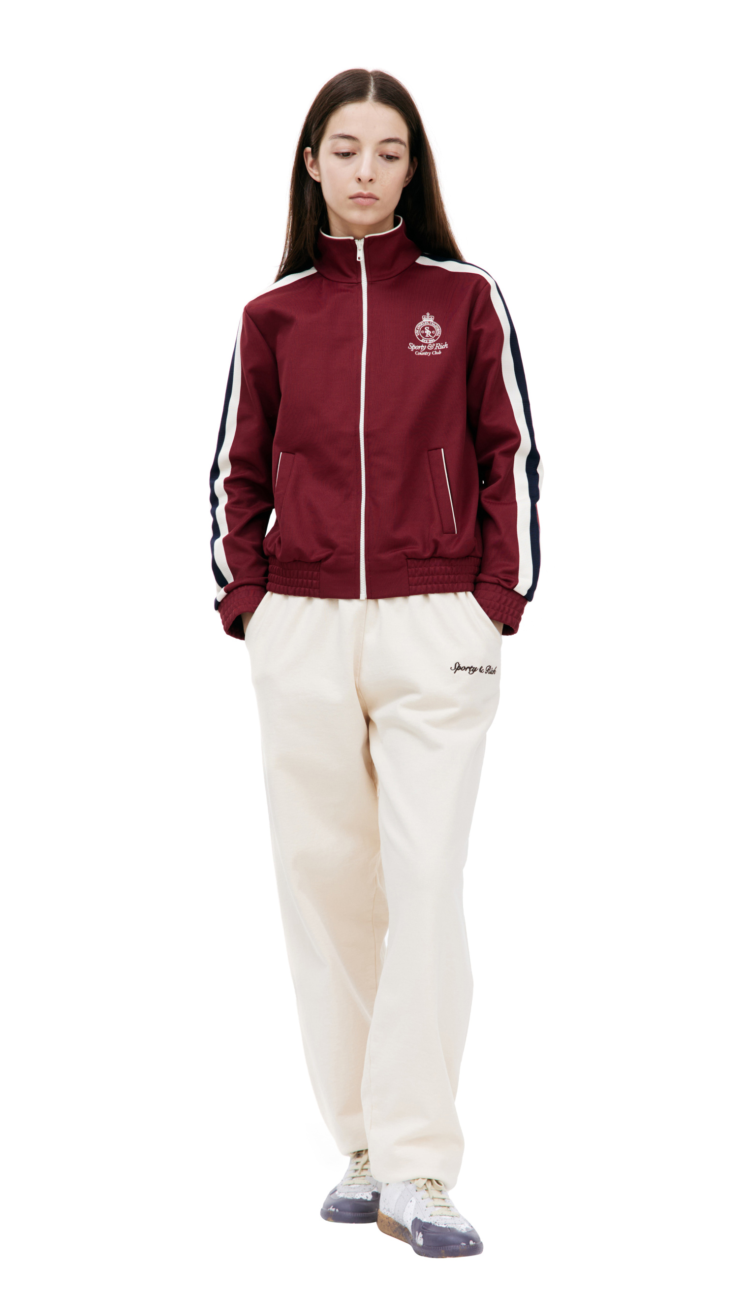 Buy SPORTY RICH women burgundy crown track jacket for 196 online on SV77 JAAW2329ME