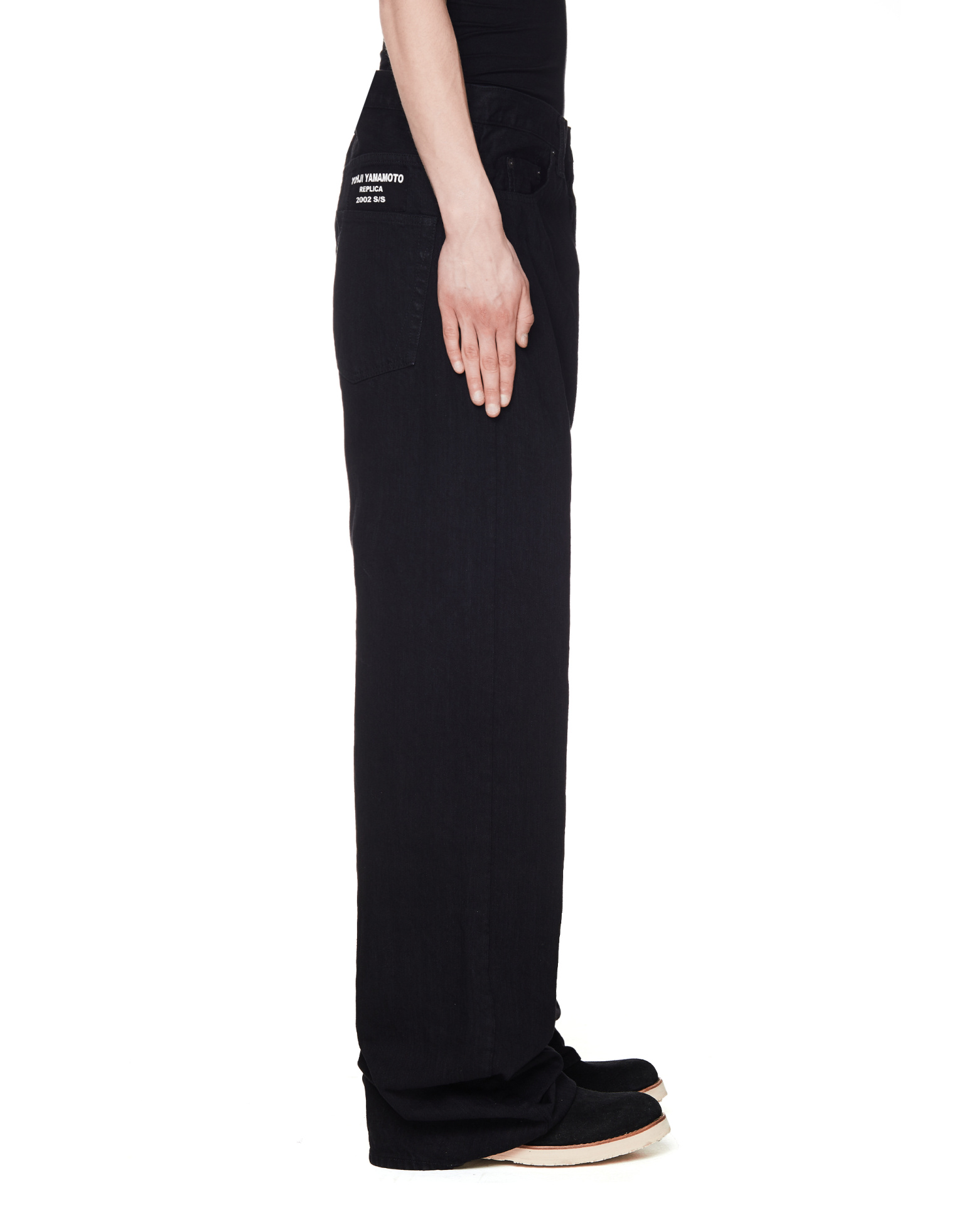 Yohji Yamamoto Black Replica Printed Jeans