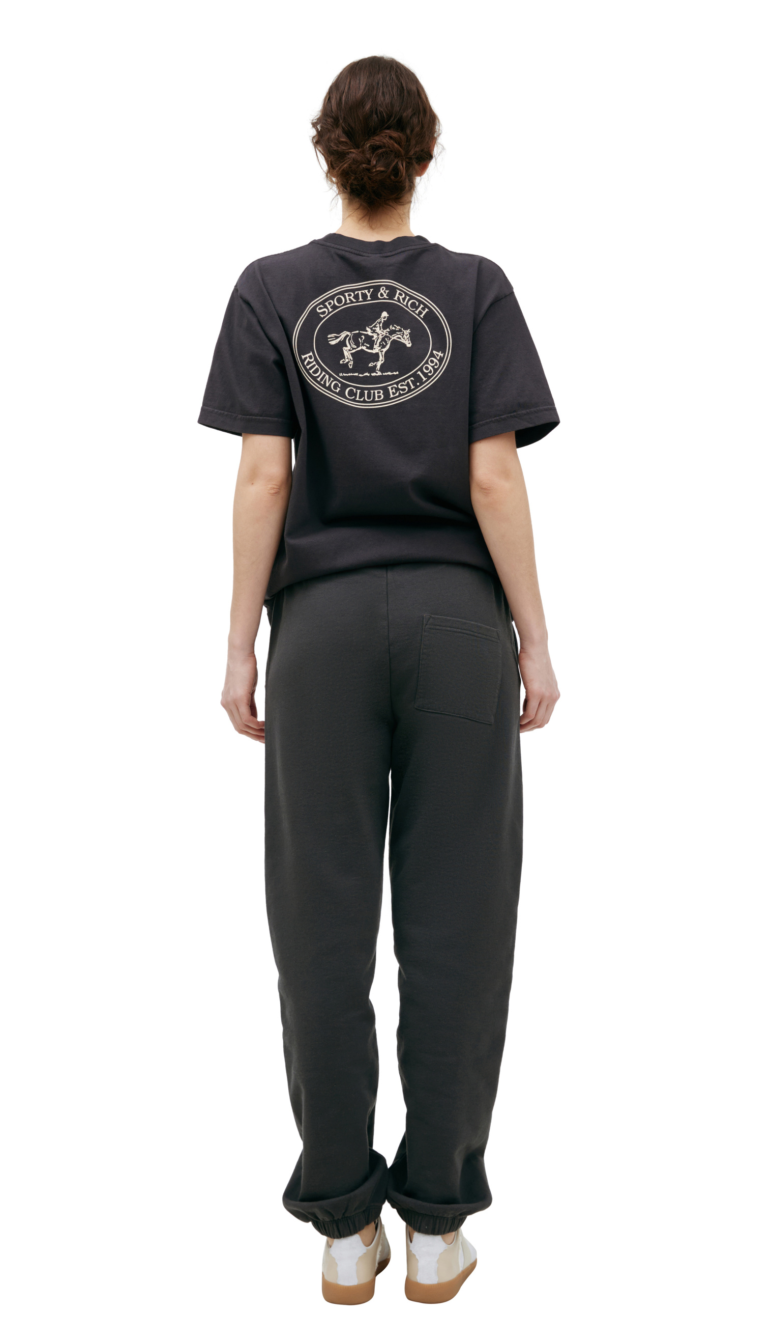 SPORTY & RICH Black Logo Sweatpants