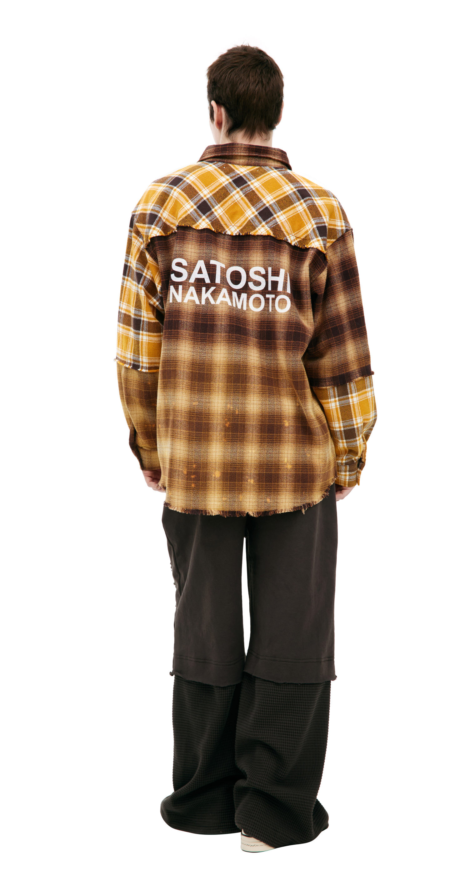 Satoshi Nakamoto Patchwork flannel shirt