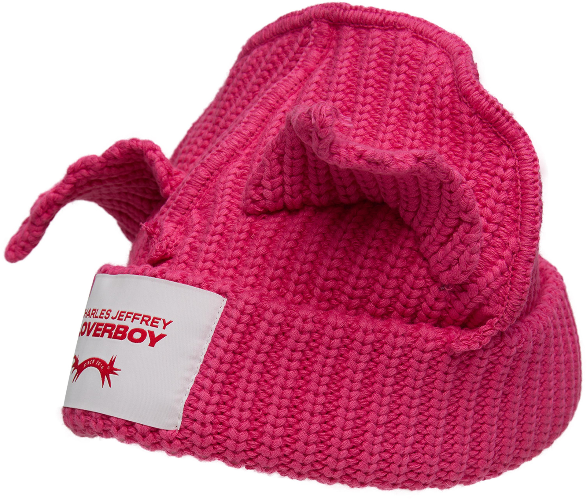 CHARLES JEFFREY LOVERBOY Pink beanie with a patch