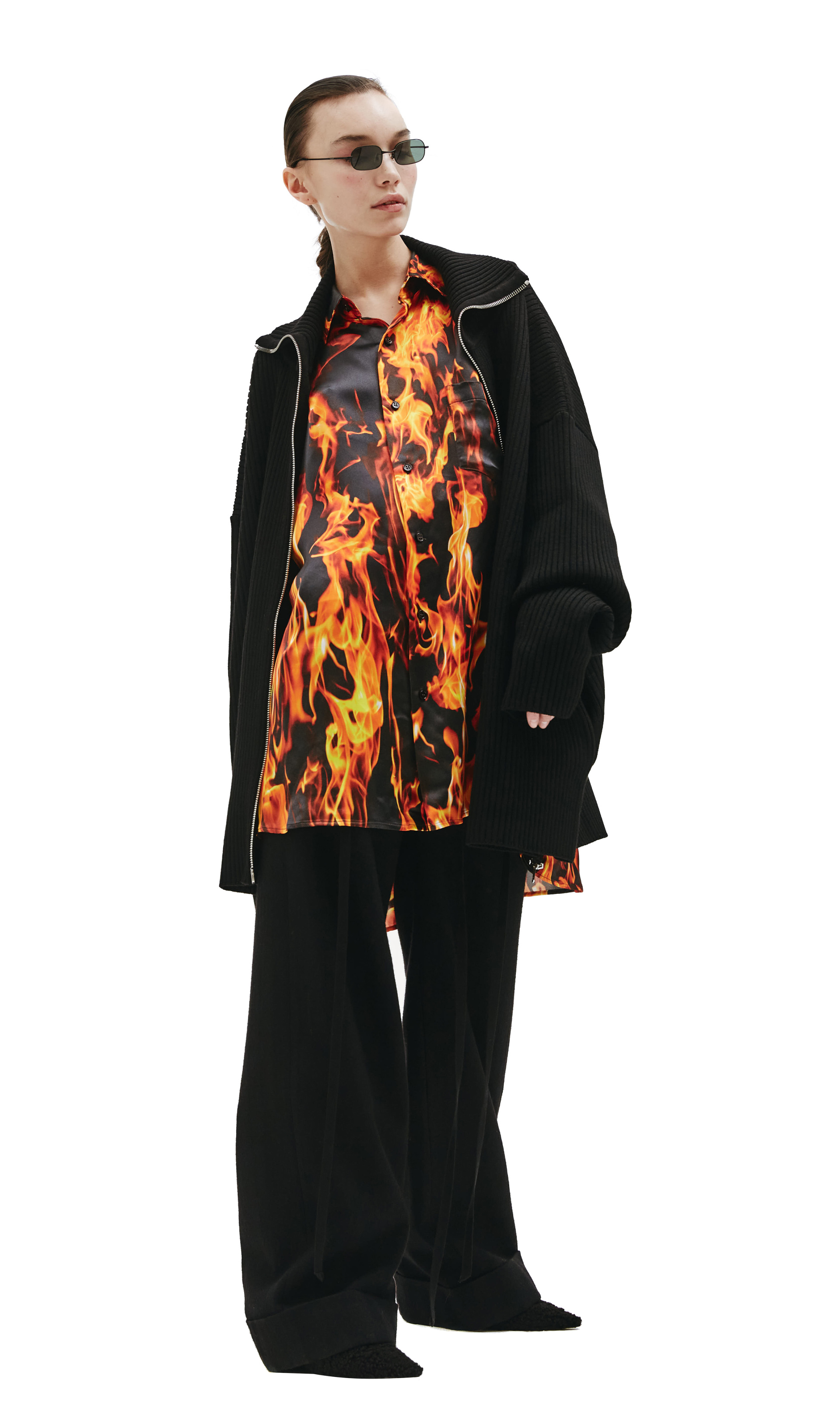 VETEMENTS Black wool zipped cardigan