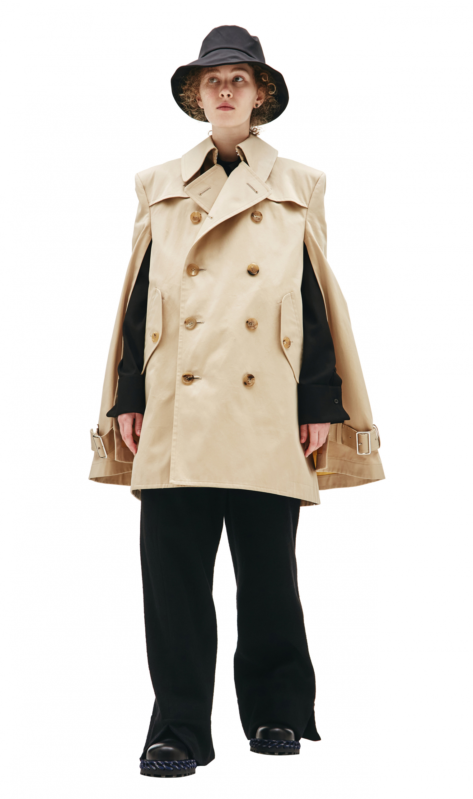 Buy Junya Watanabe women beige cotton trench coat for $1,137 