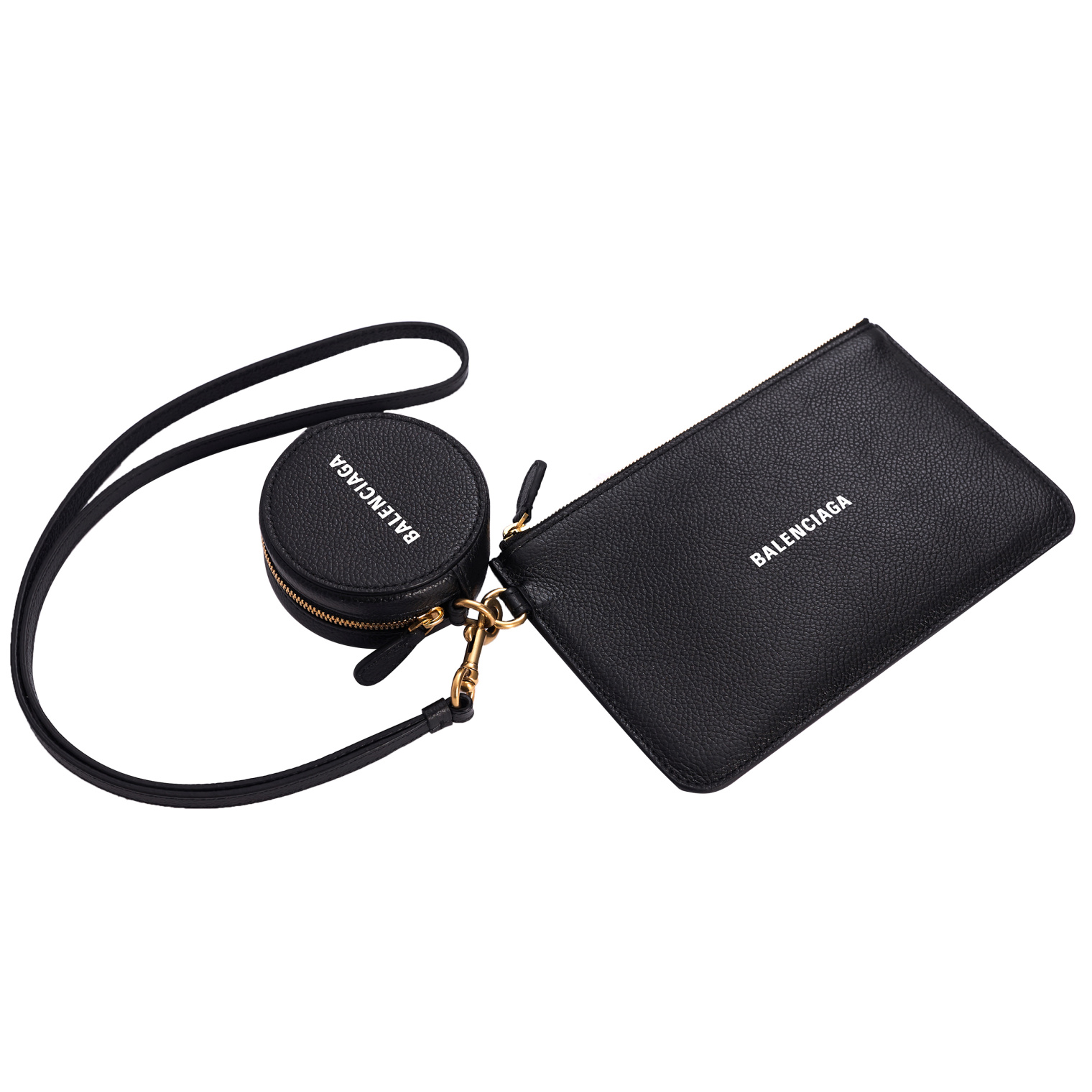 Balenciaga Cash Wallet in Black Grained Leather