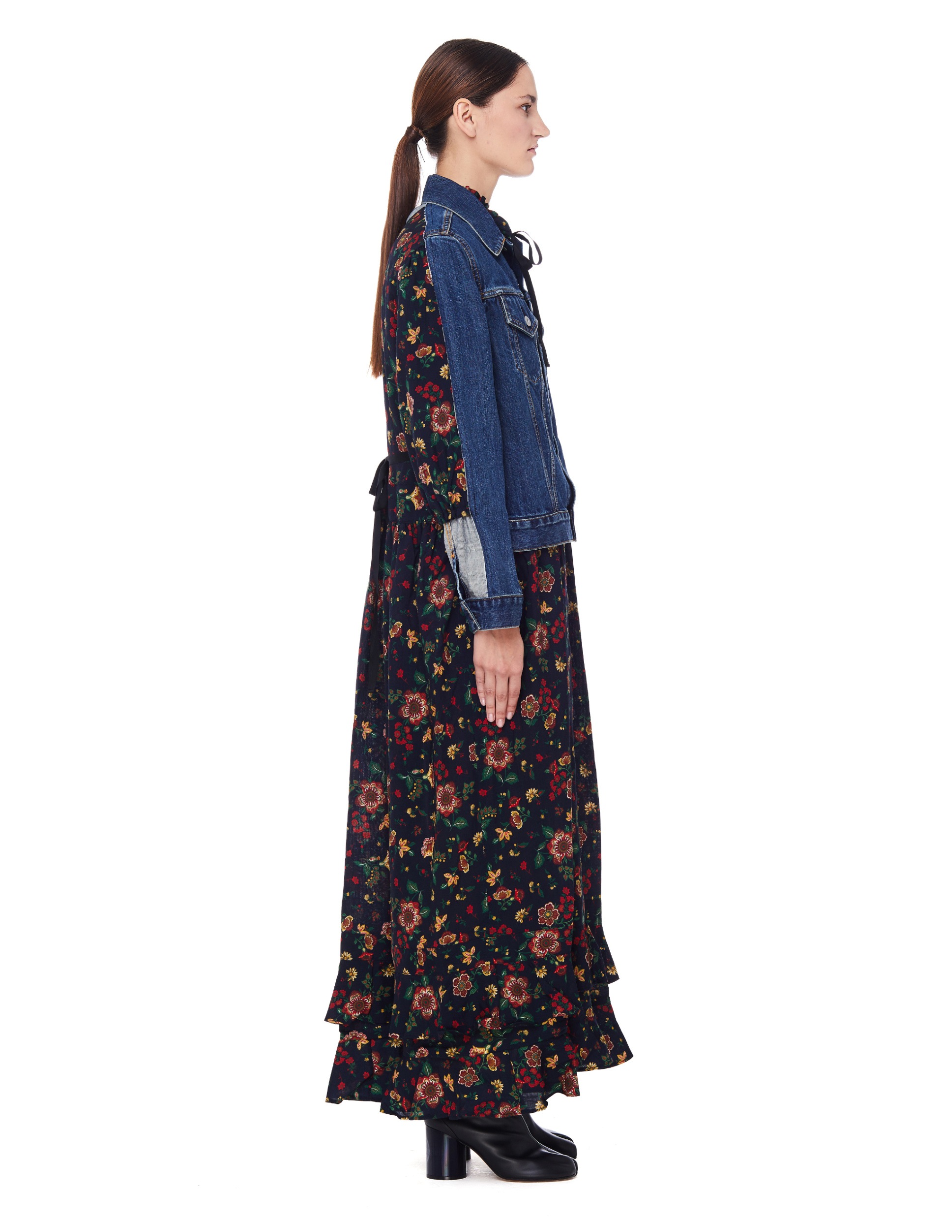 Junya Watanabe Flower Dress With Denim Jacket