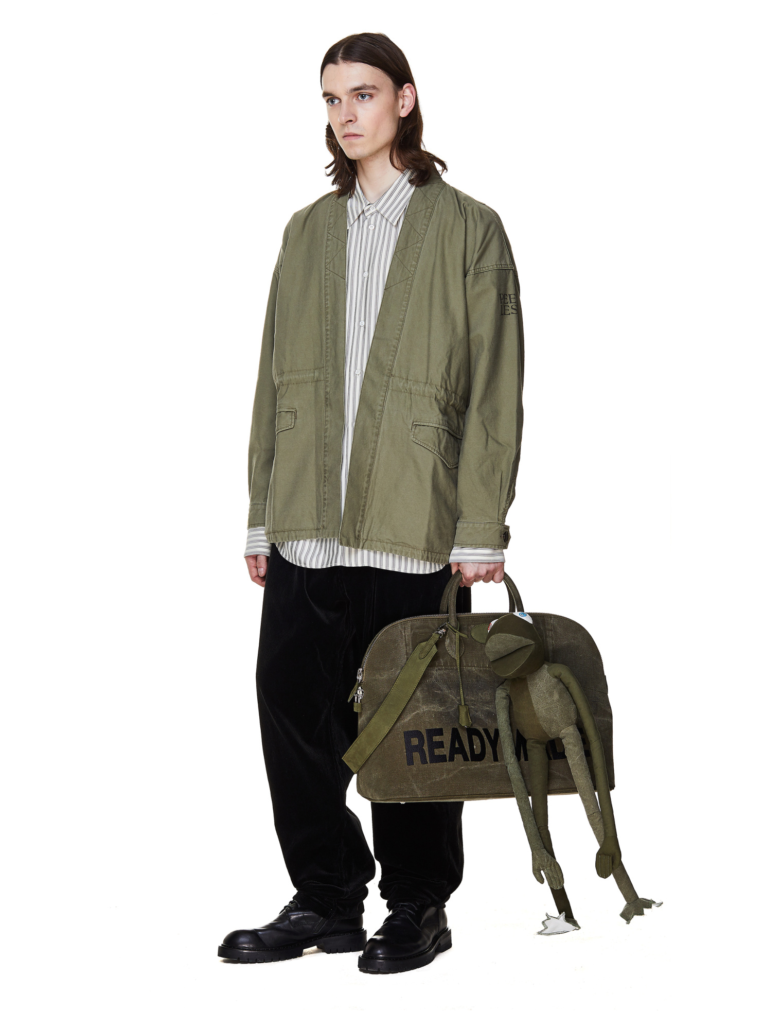 Readymade Khaki Embroidered Travel Bag