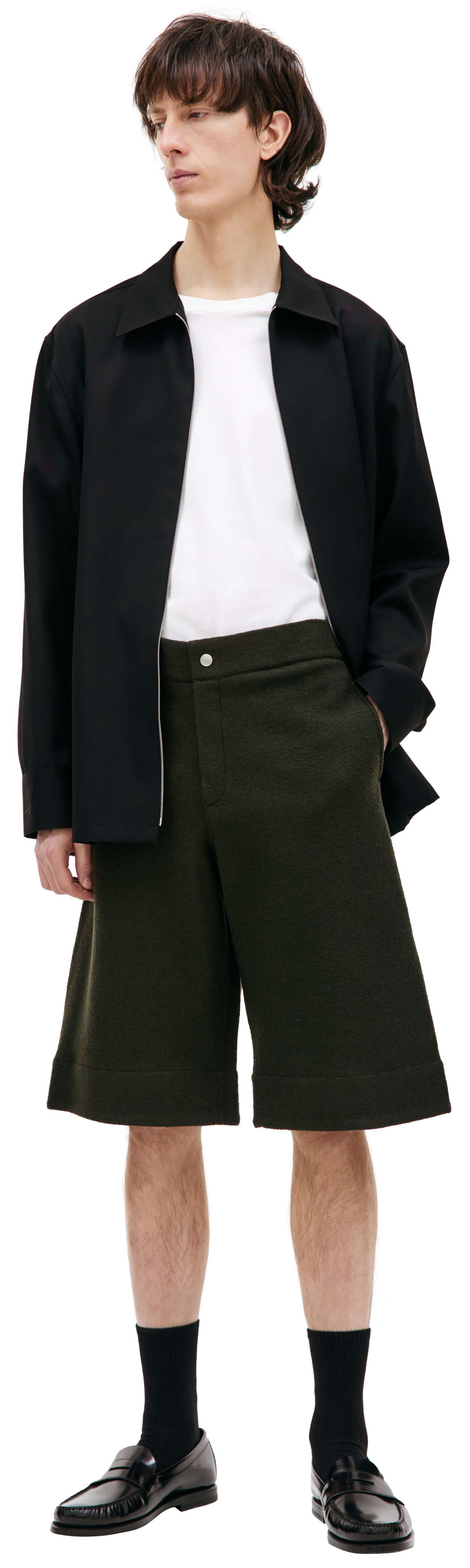 Jil Sander Green wool shorts