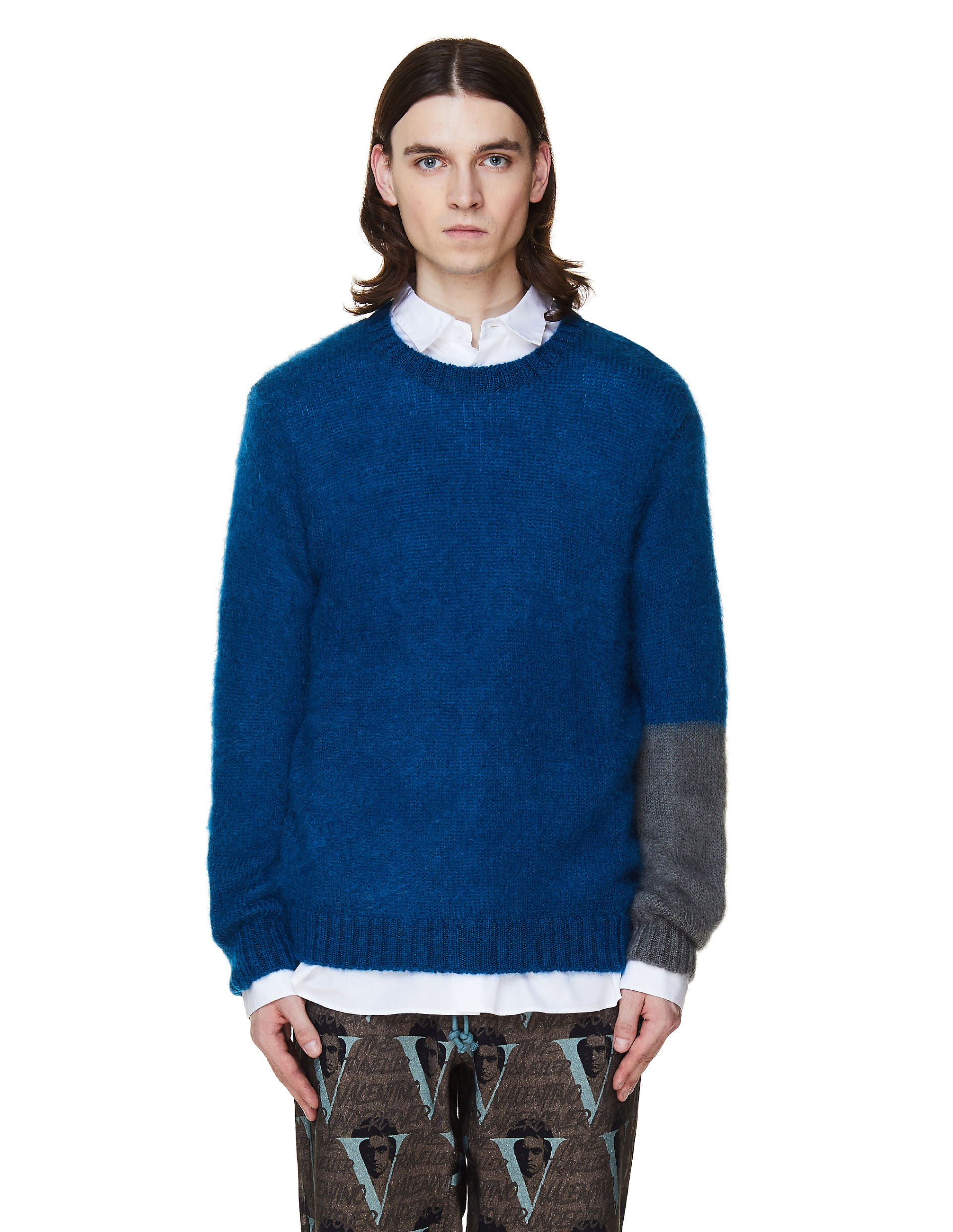 John Undercover Blue & Grey Mohair Sweater