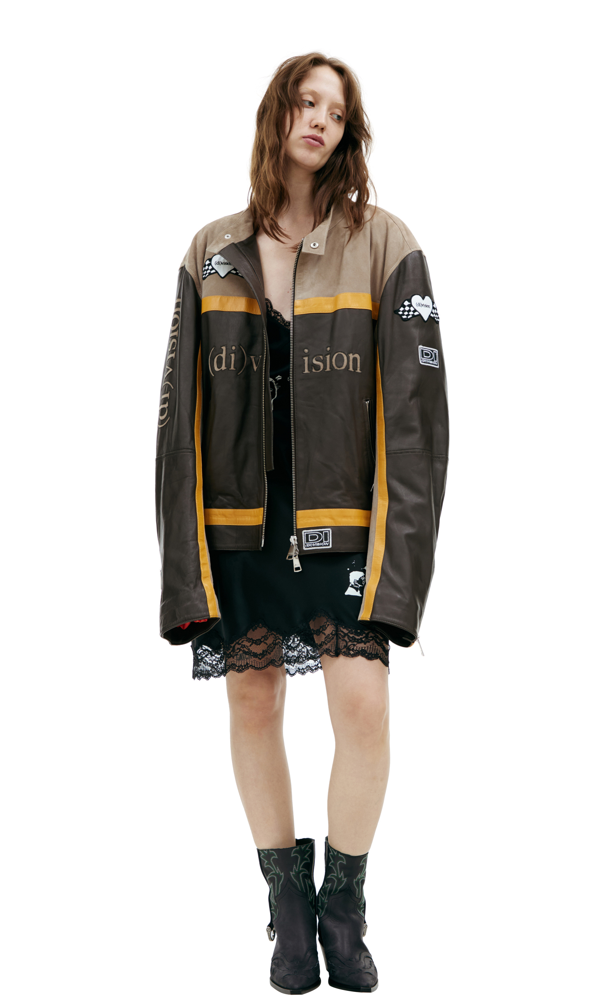 (di)vision Leather jacket with logo