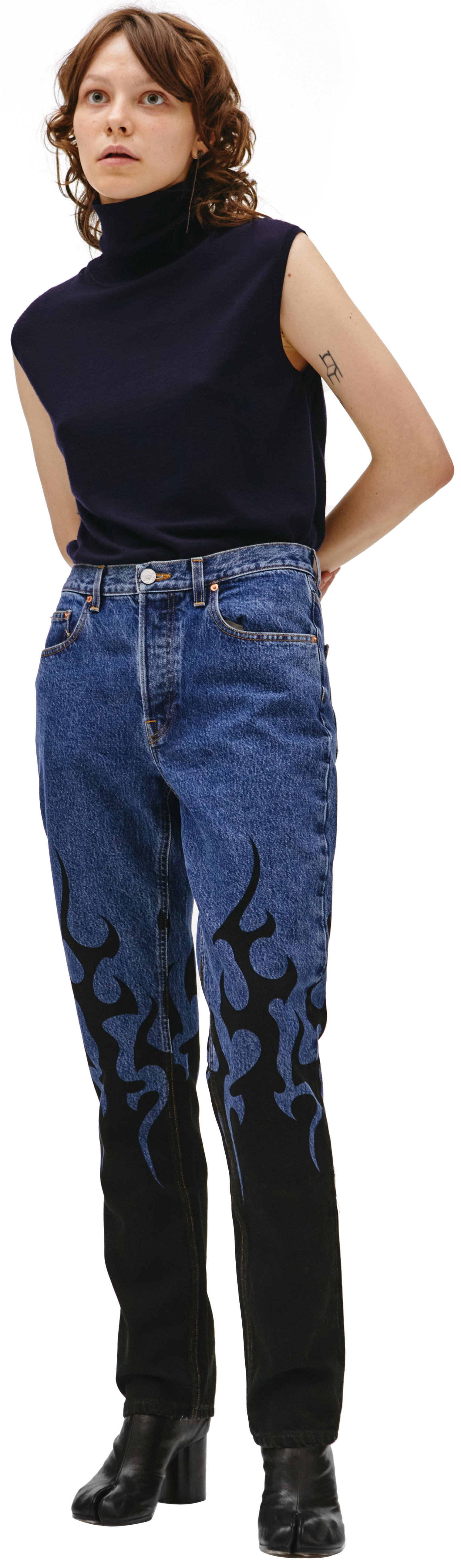 VETEMENTS Flame-print straight-leg Jeans