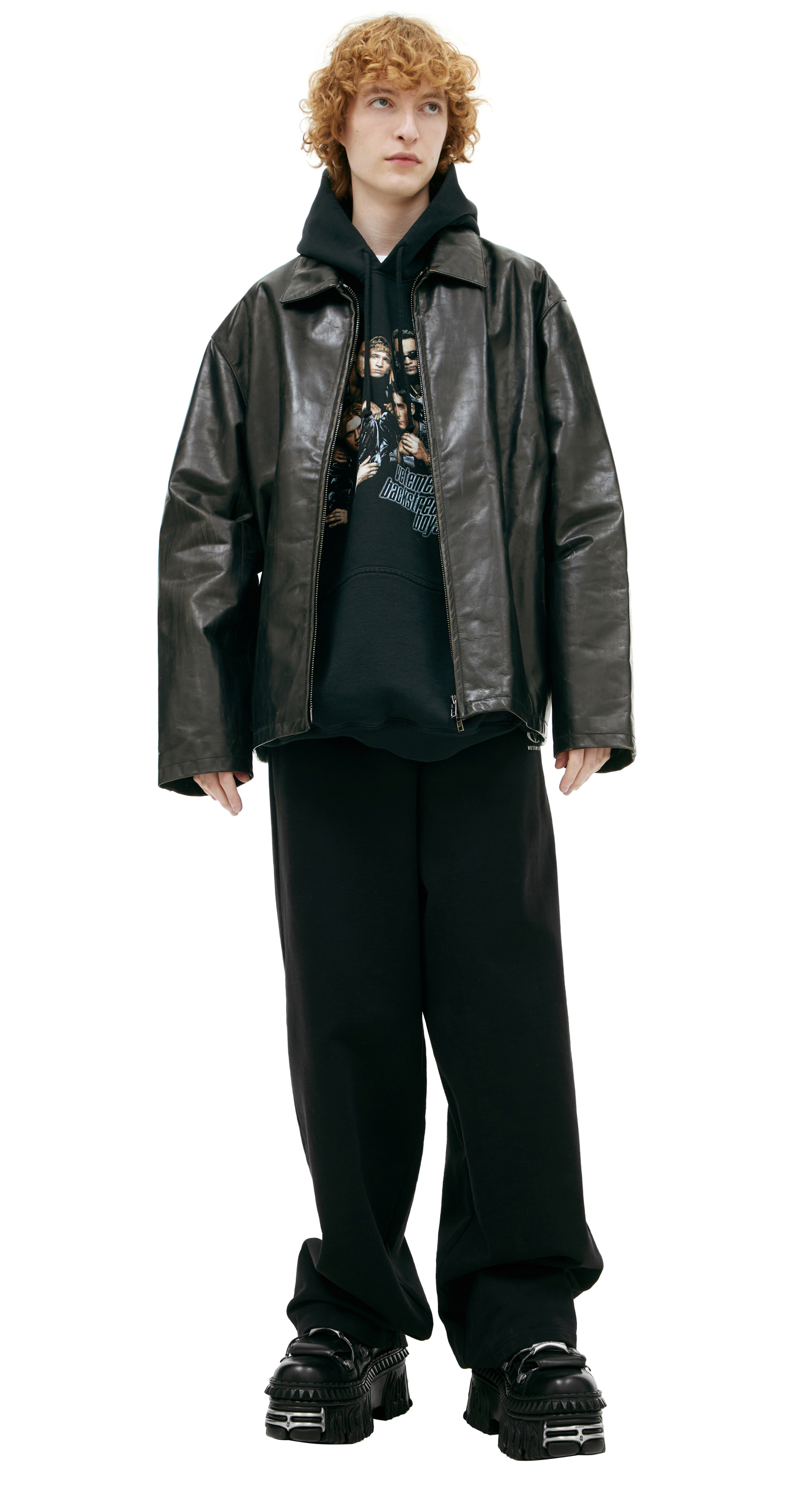 VETEMENTS Leather jacket with collar