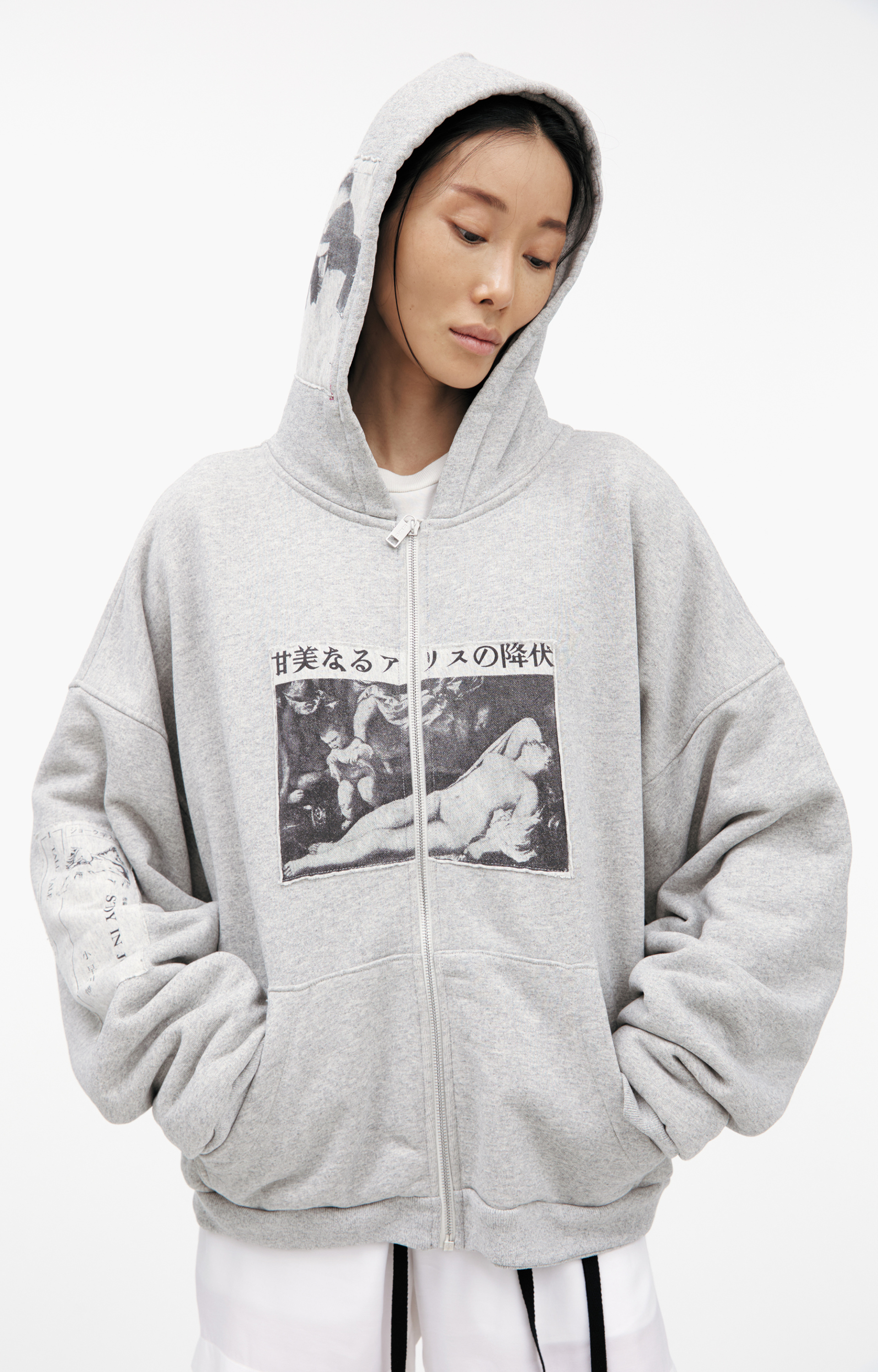 Enfants Riches Déprimés Grey hoodie with patches