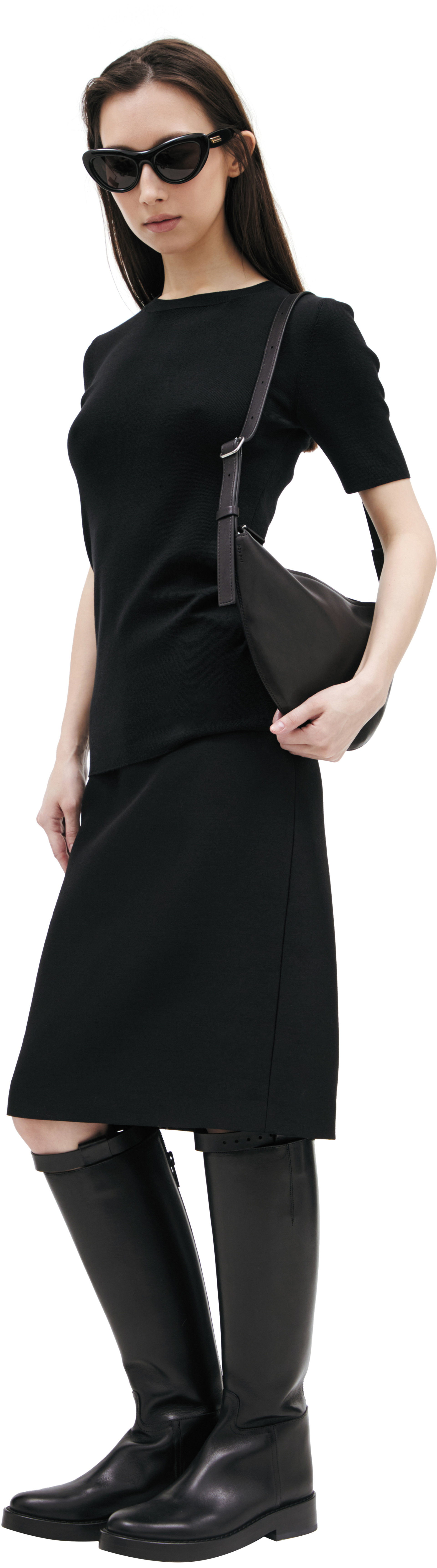 The Row Black silk T-shirt