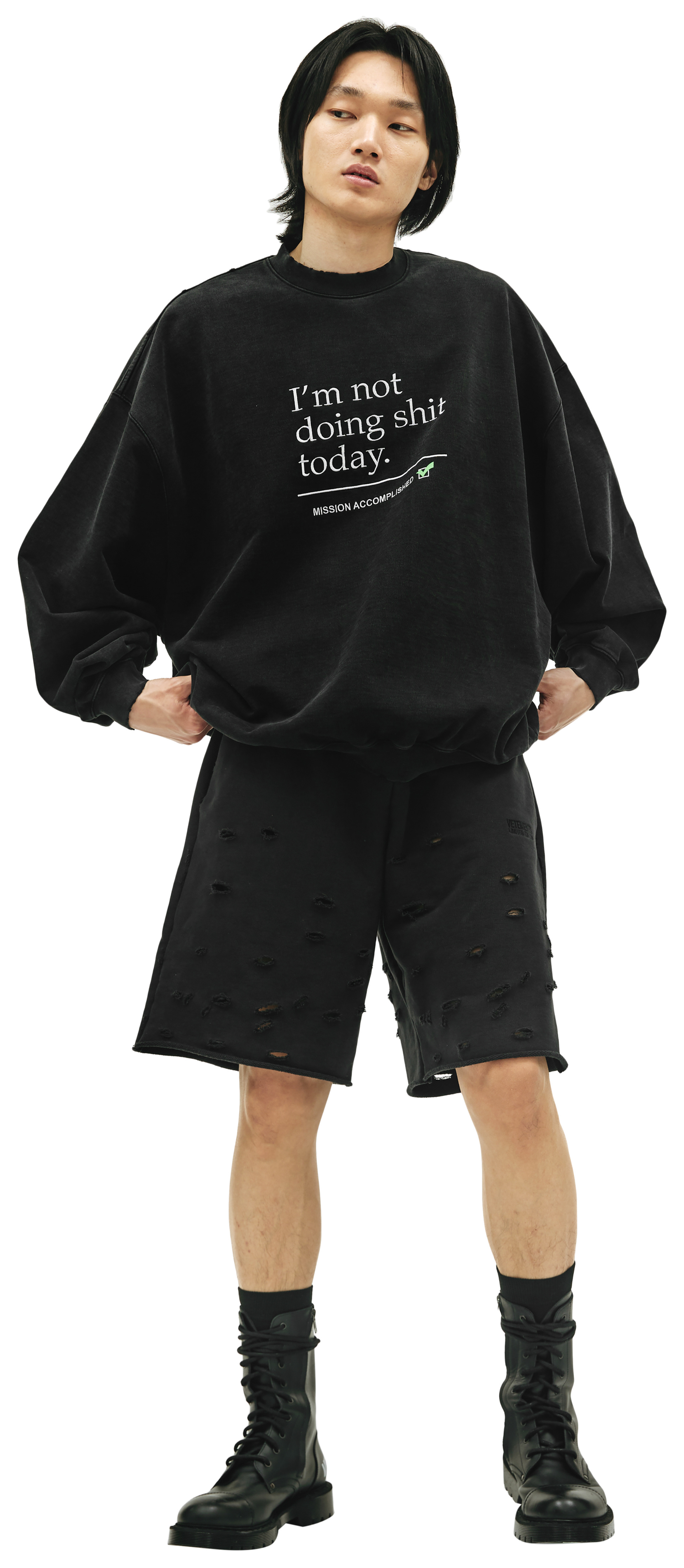 VETEMENTS Black \'I\'m Not Doing Shit Today\' Sweatshirt