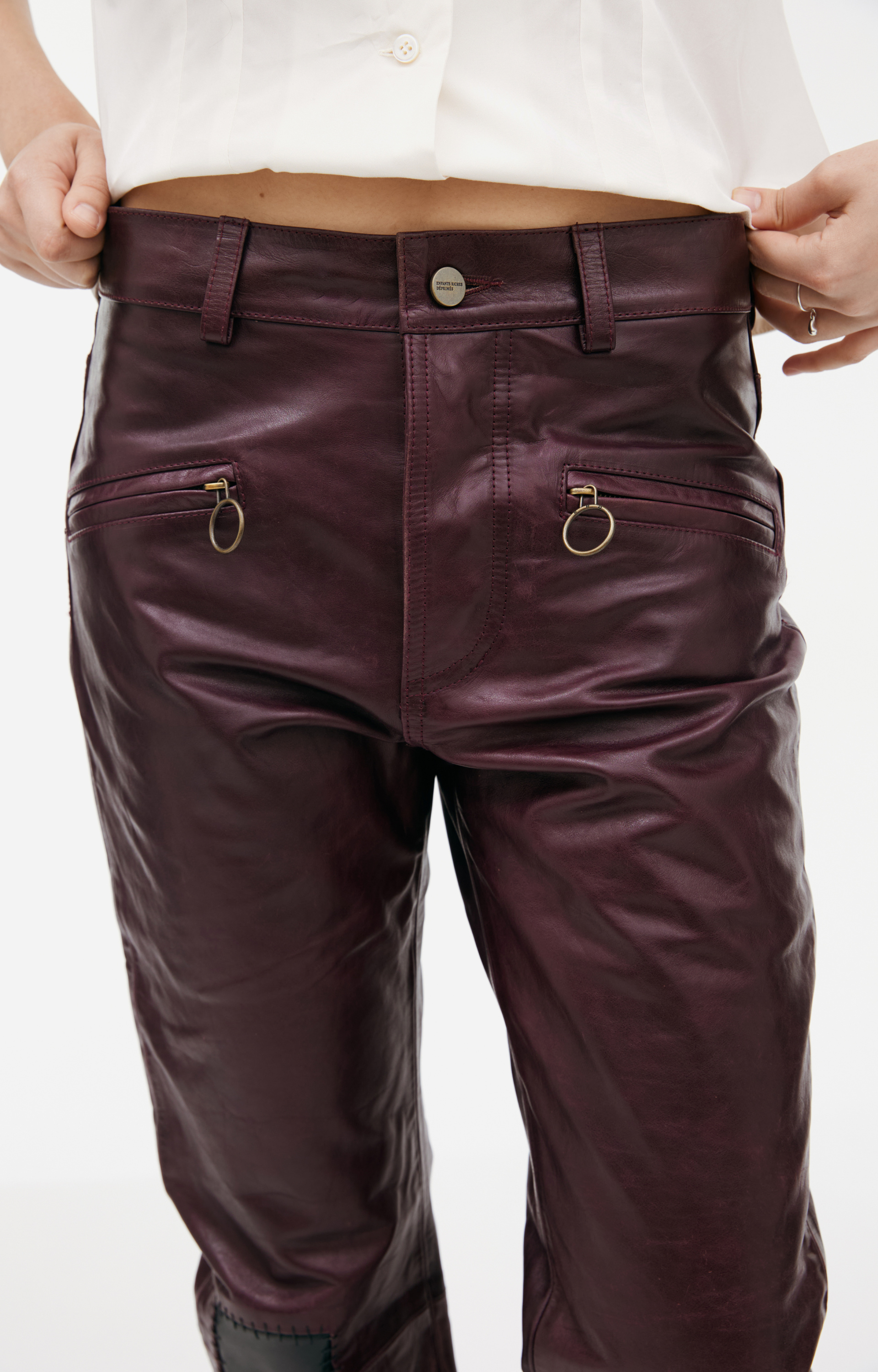 Enfants Riches Déprimés Burgundy leather trousers