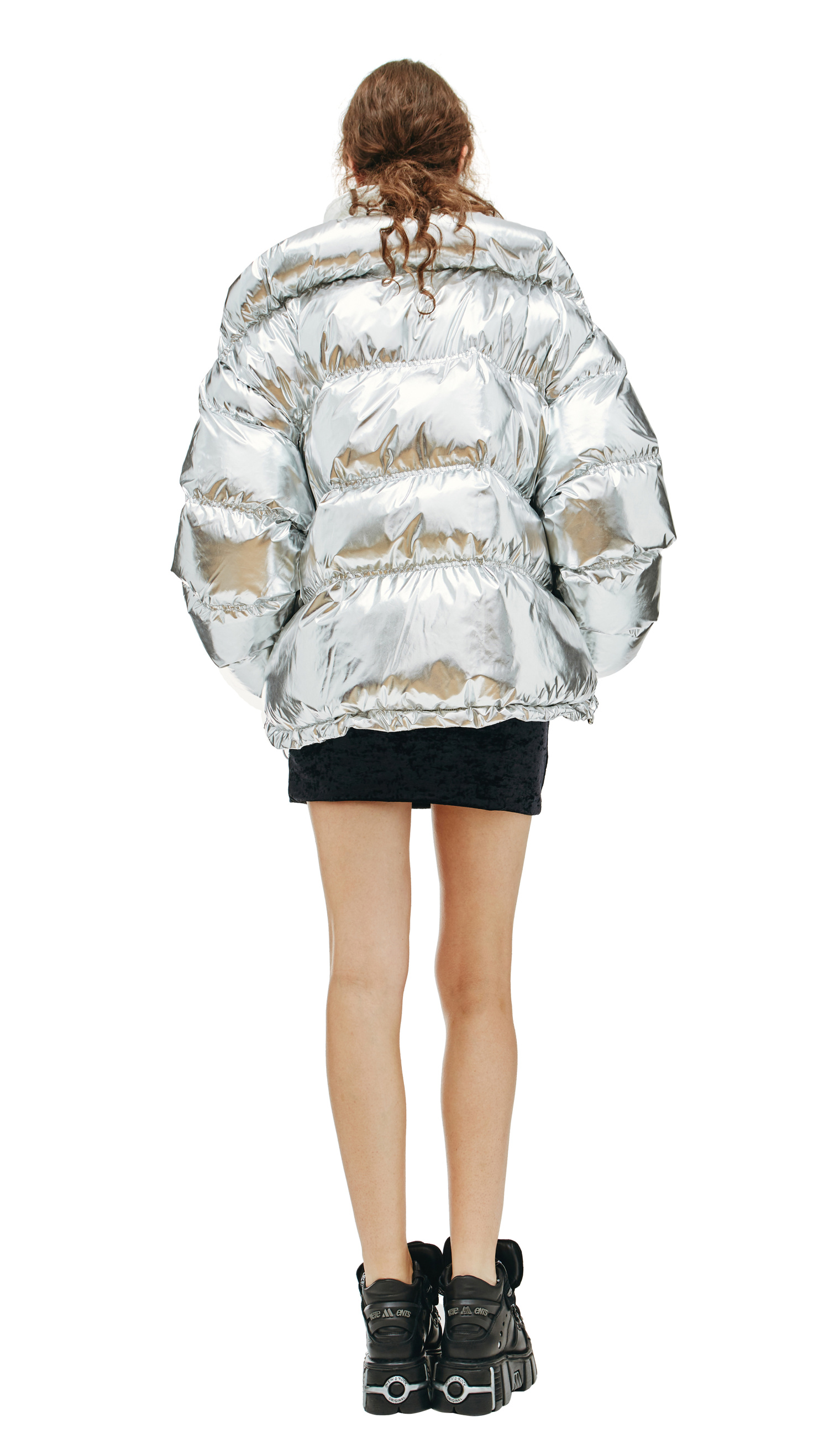 Silver Down Jacket  OFF-WHITE Silver Down Puffer Jacket with Hood