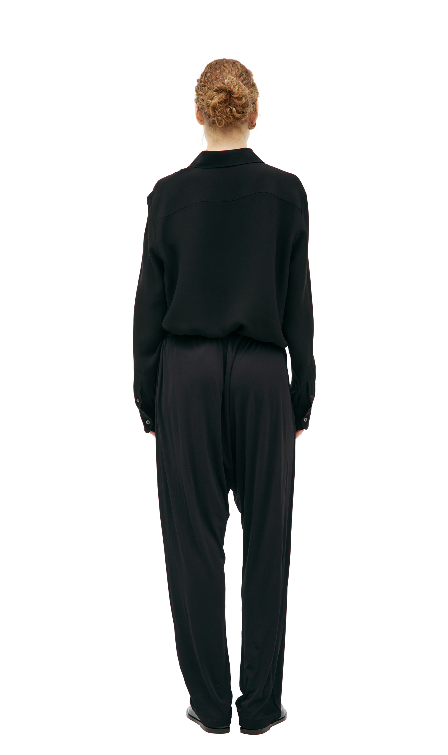 The Row Black viscose trousers