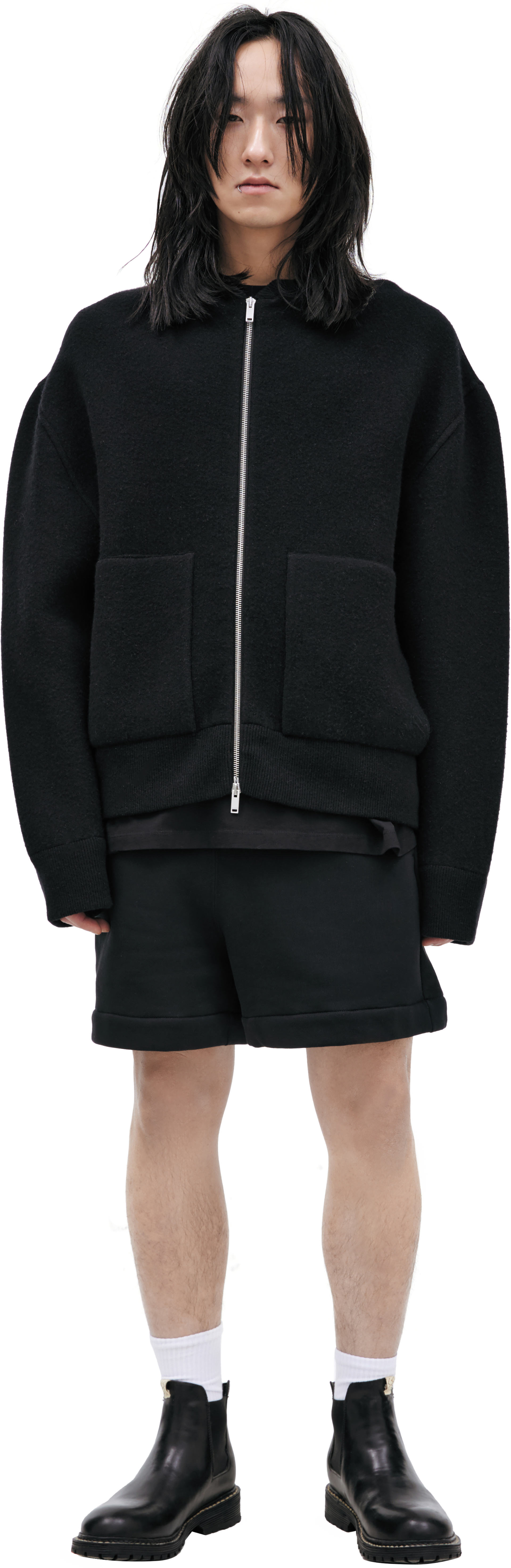 Jil Sander Black wool bomber