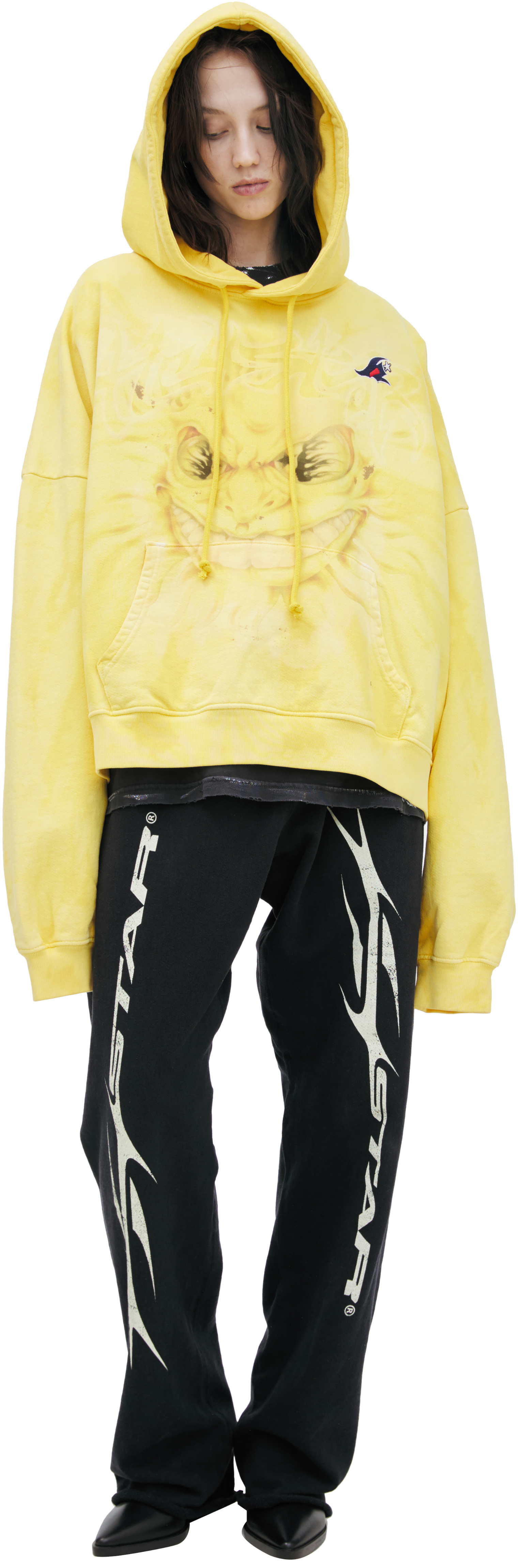 Buy Hellstar women yellow print hoodie for $350 online on SV77