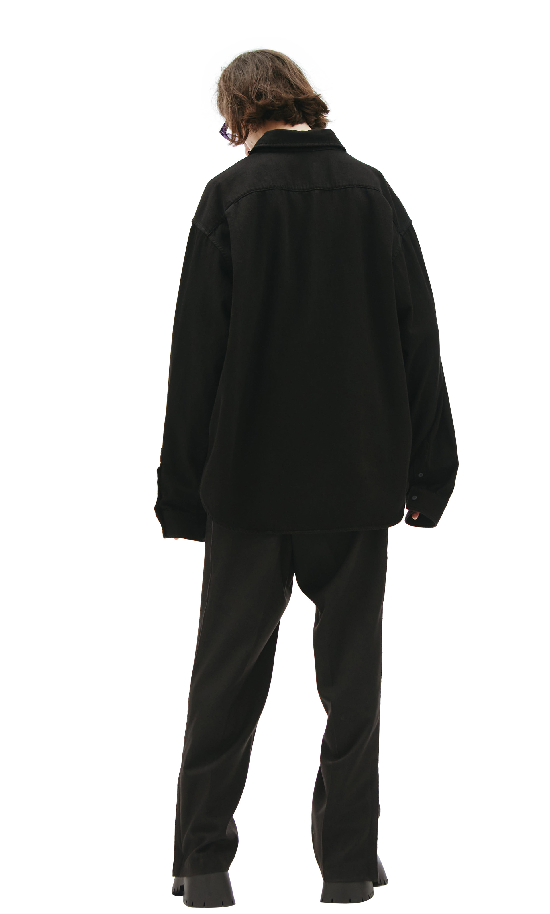 Balenciaga BB logo denim shirt in black